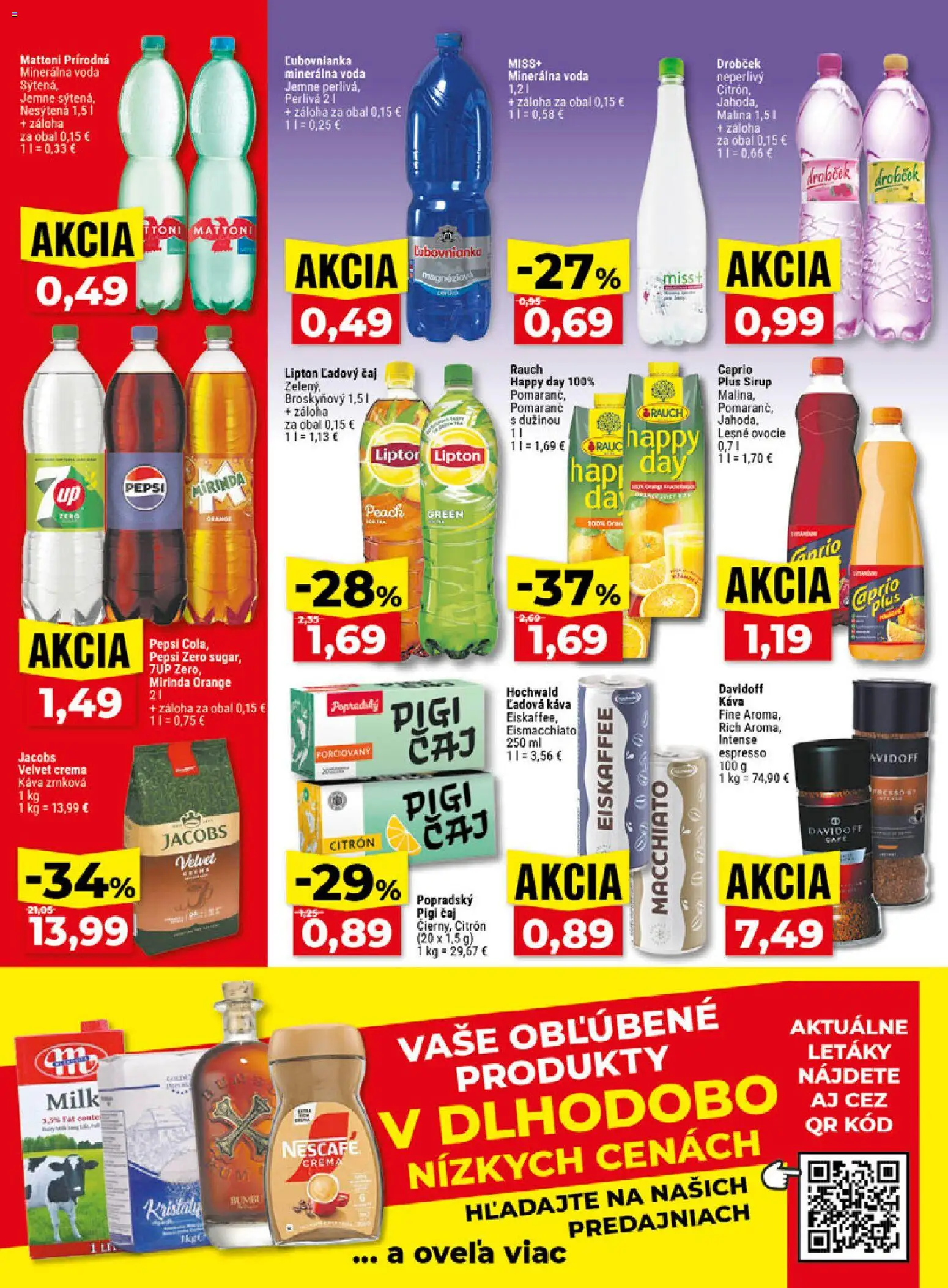 Náhľad Klas letáku platného od 19.10.2026 - Káva, Ovocie, Čaj, Davidoff, Mirinda, Minerálna voda, Pepsi Zero, Ľadový čaj