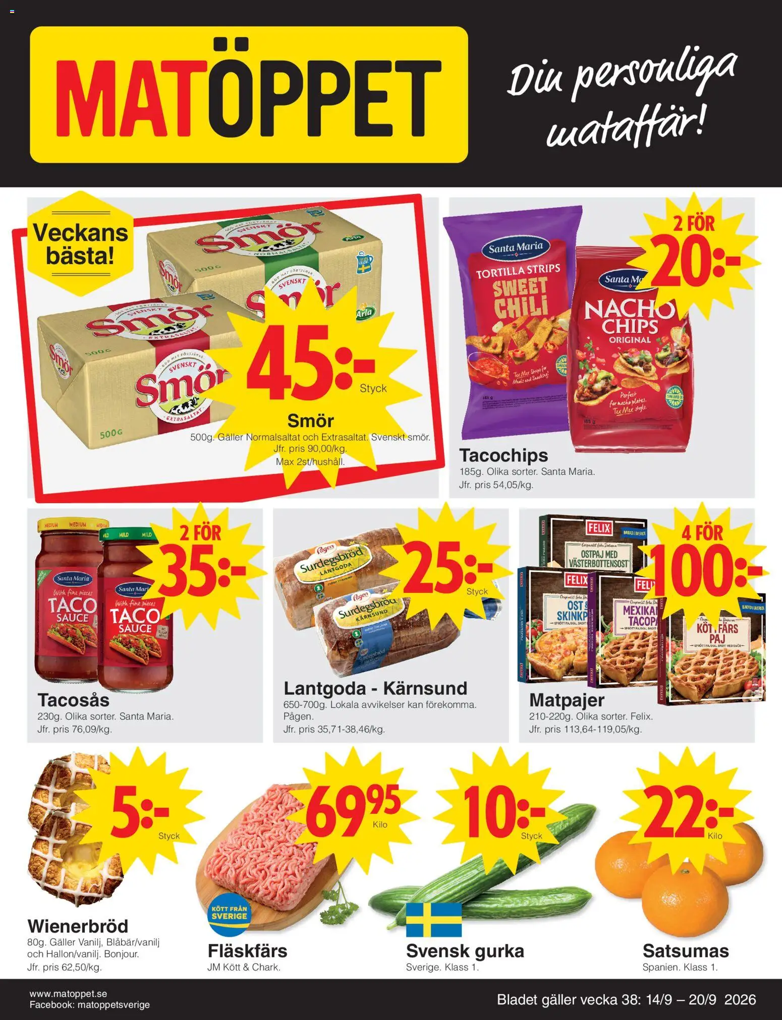 Förhandsgranska reklamblad Matöppet erbjudanden från butik Matöppet gäller från 14/09/2026