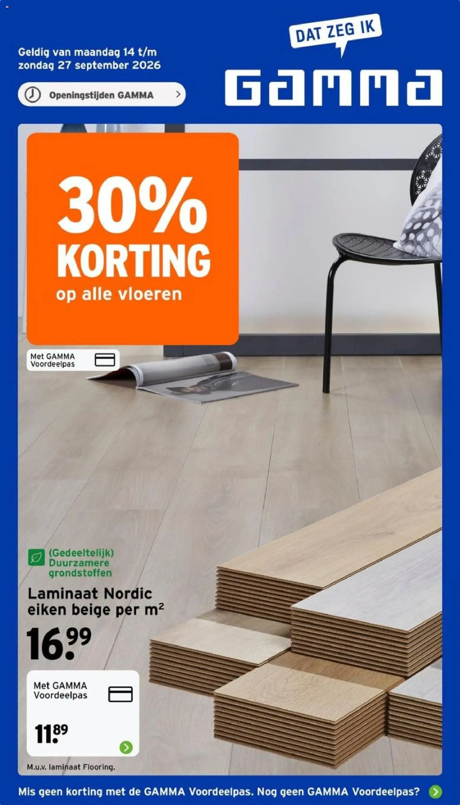 Voorbeeld van GAMMA folder 30% korting van winkel GAMMA geldig vanaf 14-09-2026 - Vloeren