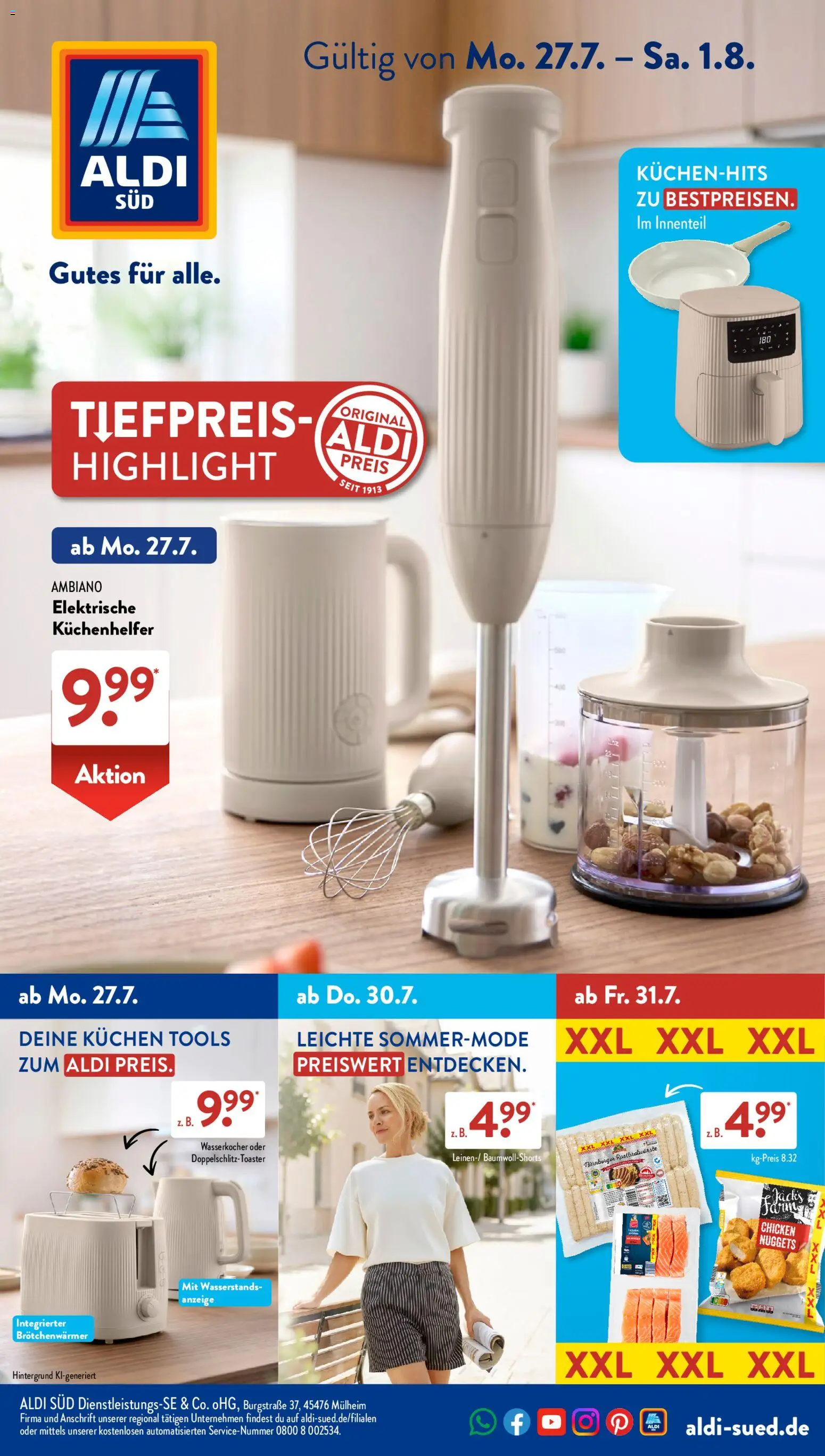 Vorschau von dem Prospekt des Geschäftes Aldi Süd, gültig ab dem 27.07.2026 - Kuchen, Wasserkocher