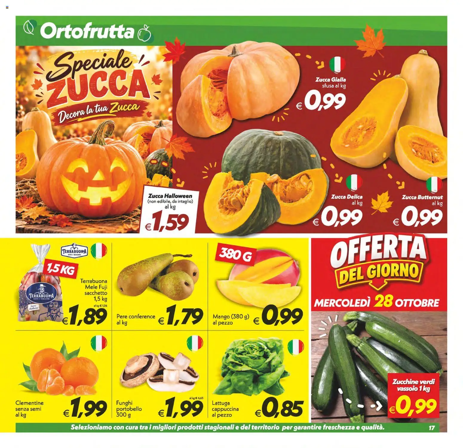 Anteprima dell'opuscolo SuperConveniente volantino Misterbianco dal negozio SuperConveniente valido da 23/10/2026 - Funghi, Zucca, Zucchine, Lattuga, Mele, Zucca butternut, Pere, Vassoio