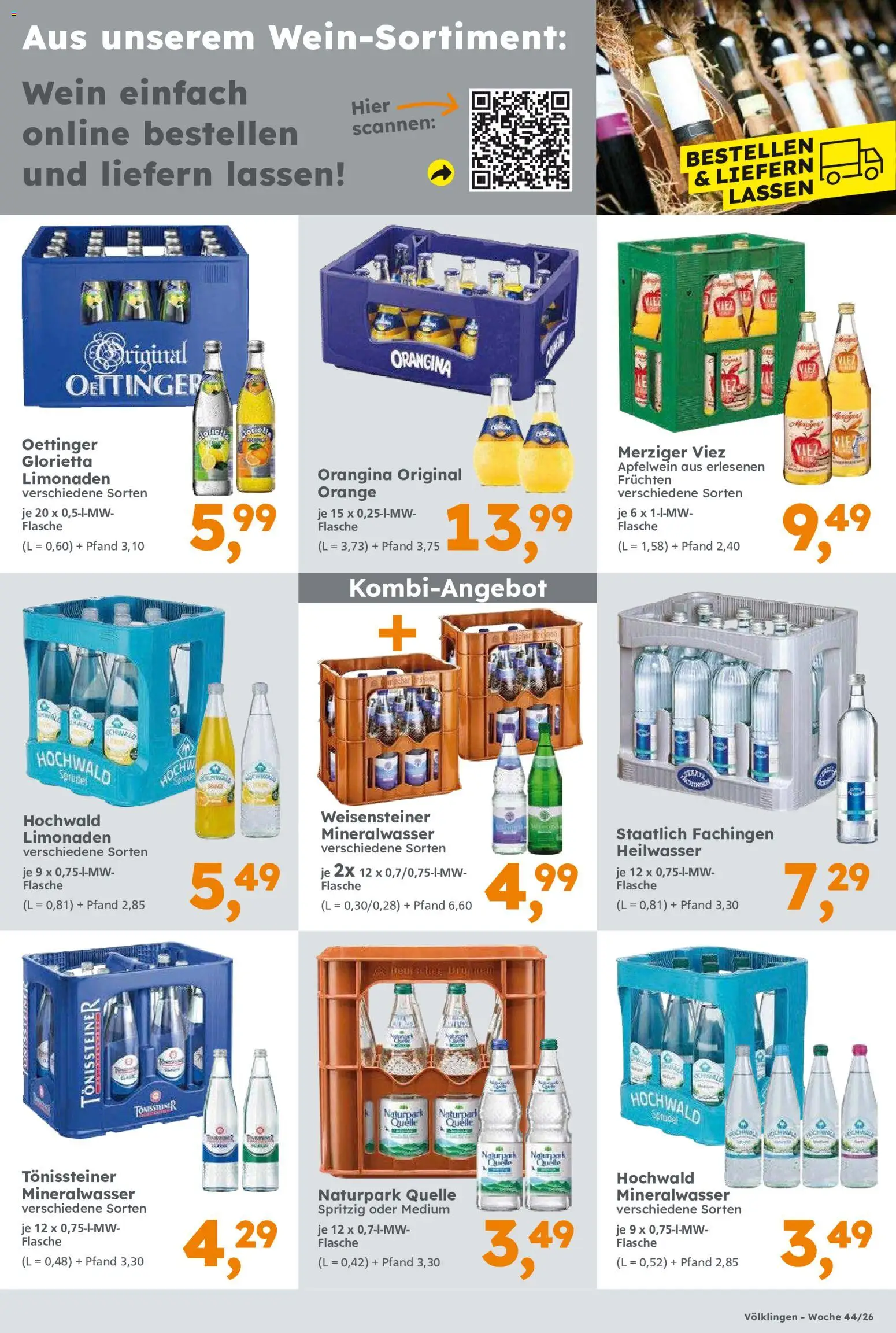 Vorschau von dem Prospekt des Geschäftes Globus Baumarkt, gültig ab dem 25.10.2026 - Wein, Mineralwasser, Oettinger