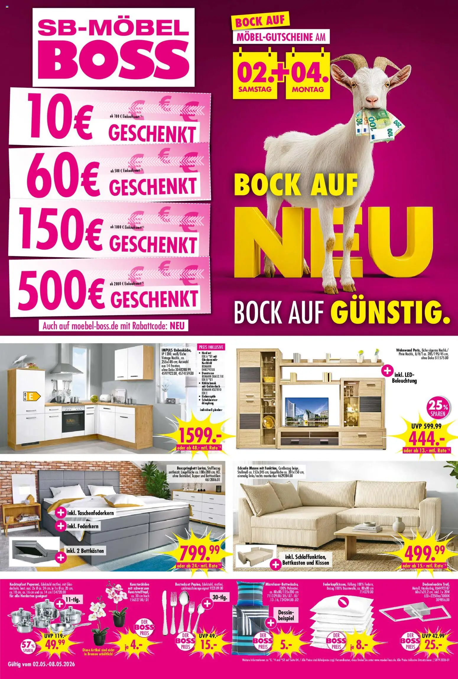 Vorschau von dem Prospekt des Geschäftes SB Möbel Boss, gültig ab dem 02.05.2026
