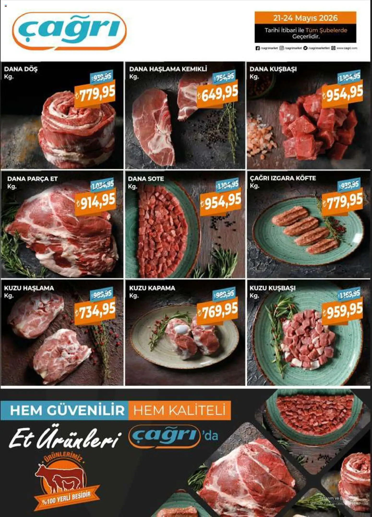 Çağrı Market Çağrı Market - Kasap Katalog 21.05.2026 - Broşürünün önizlemesi - Et, Izgara, Dana kuşbaşı, Izgara köfte
