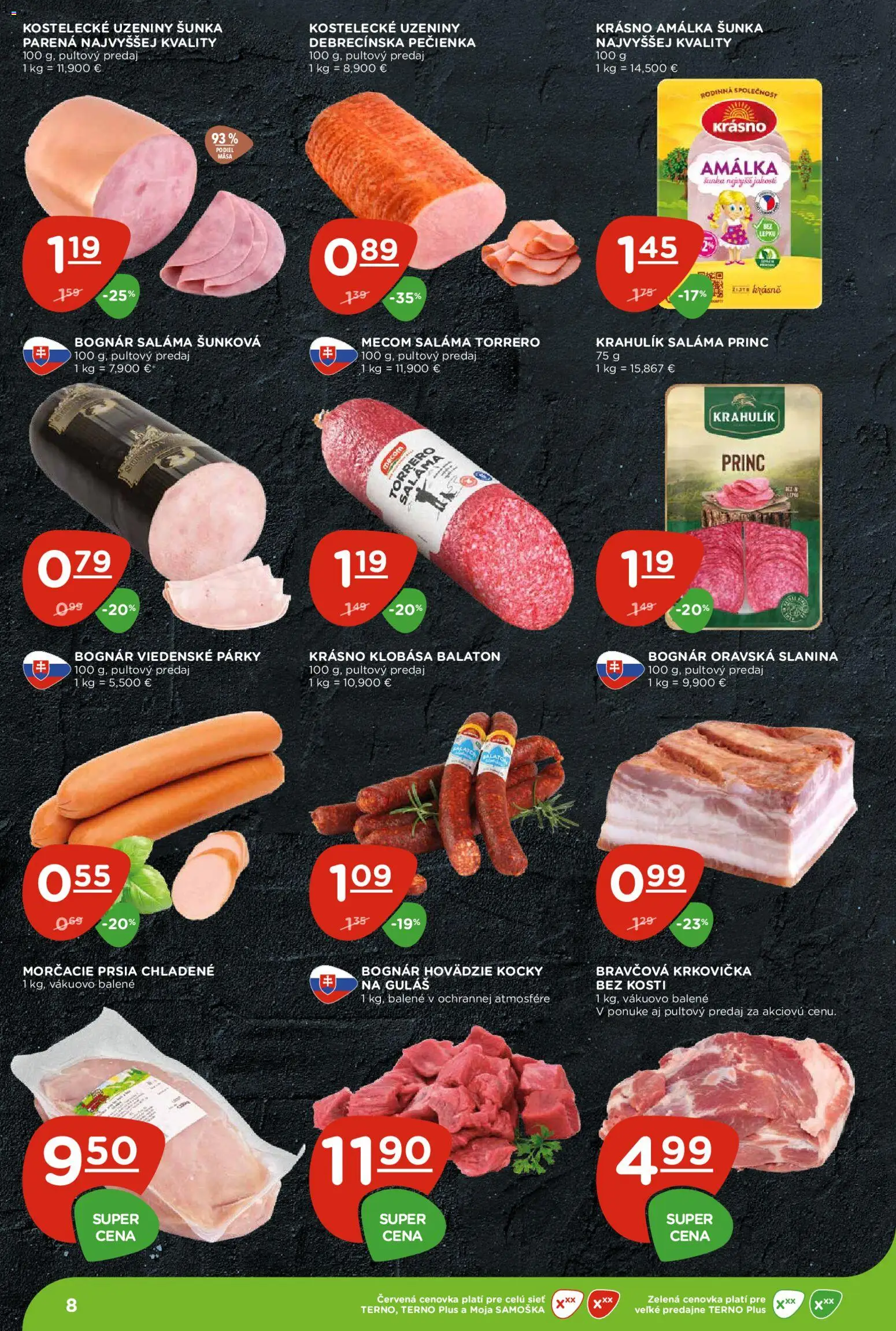 Náhľad Terno letáku platného od 22.10.2026 - Krkovička, Morčacie prsia, Klobása, Šunka, Slanina, Párky, Bravčová krkovička, Saláma