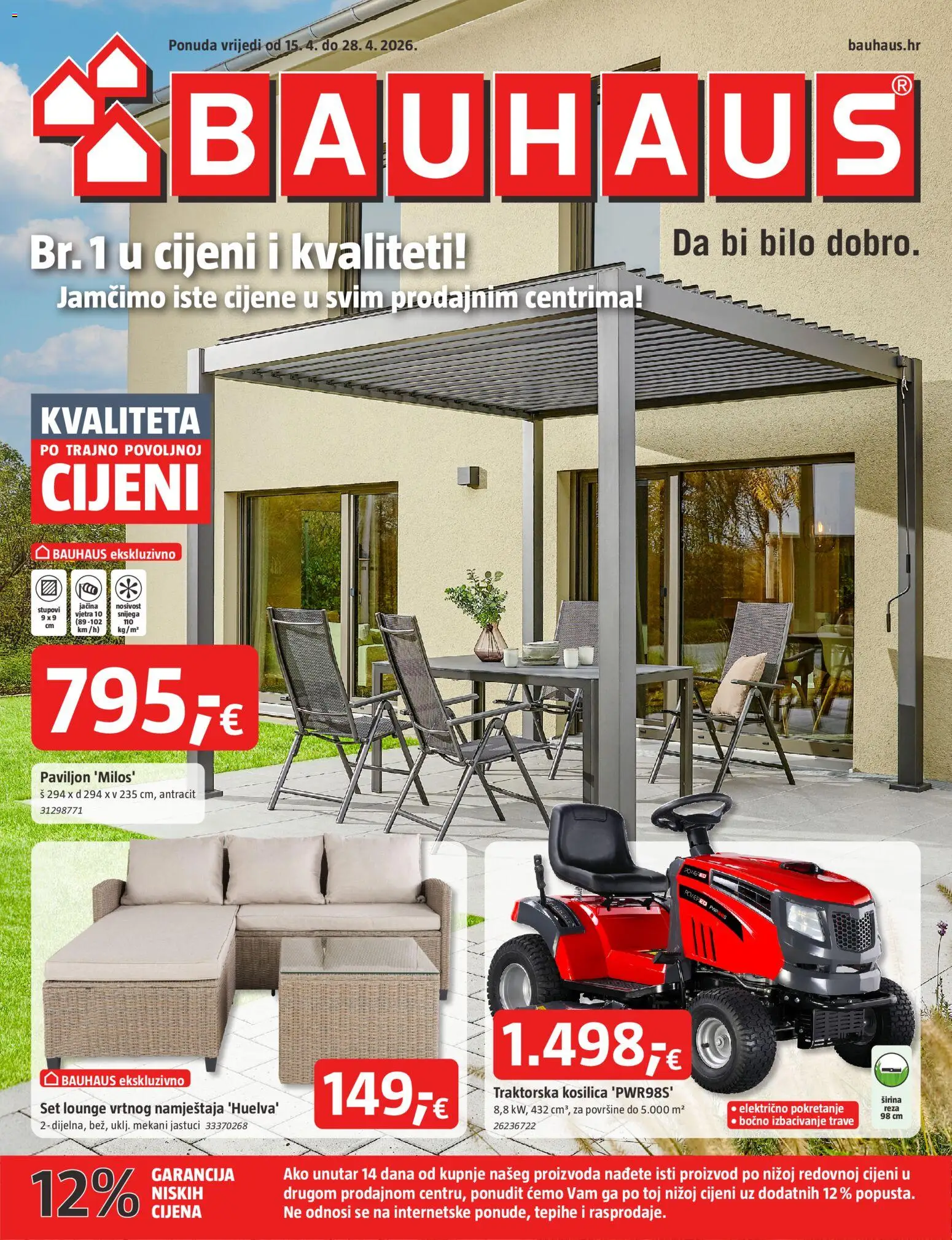 Pregled letka Bauhaus Katalog trgovine Bauhaus vrijedi od 15.04.2026 - Kosilica, Traktorska kosilica