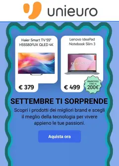 Anteprima del volantino Volantino Unieuro valido a partire dal 07/09/2026