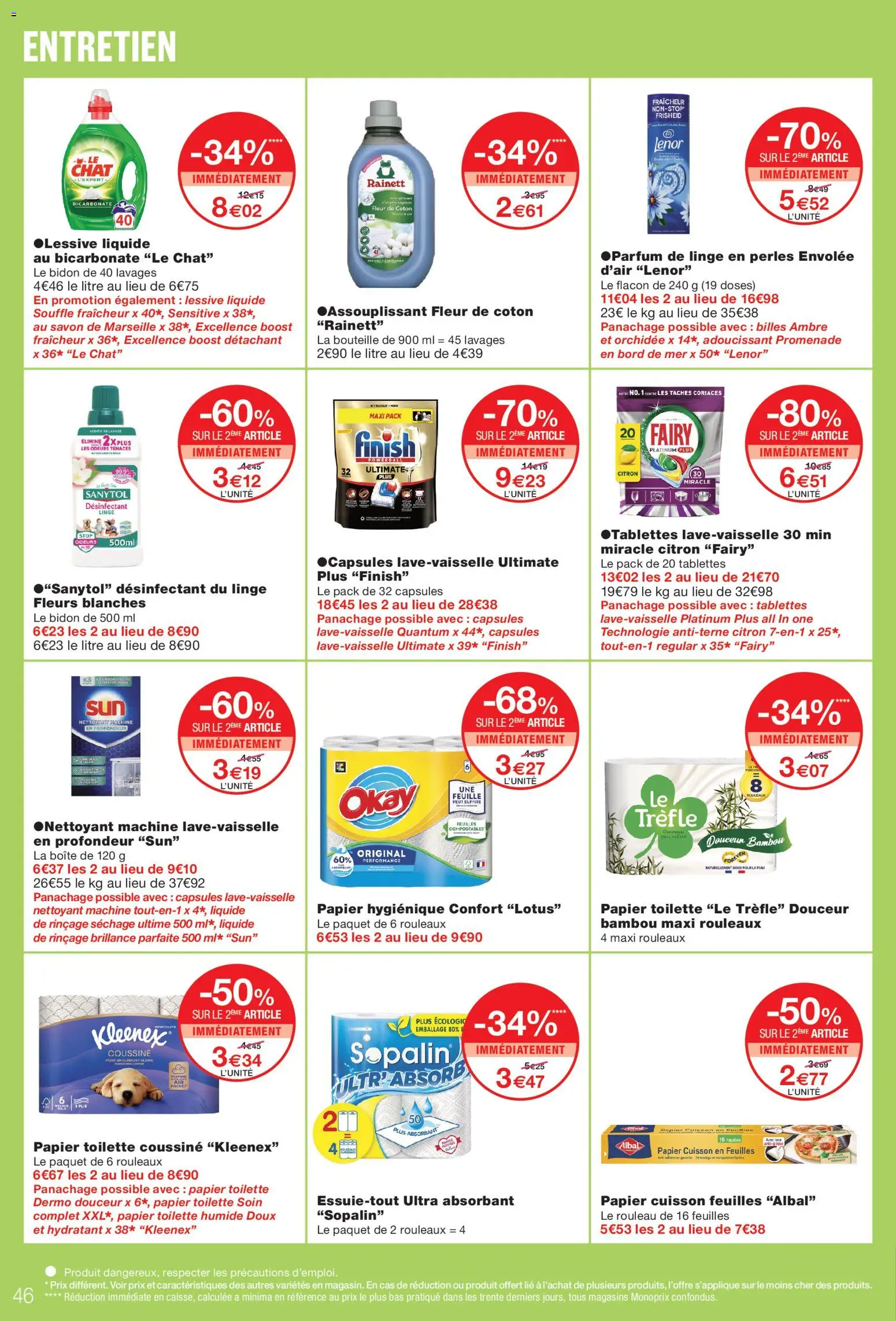 Prévisualisation de Monoprix catalogue du magasin Monoprix formulaire valide 08/09/2026 - Orchidée, Lotus, Bouteille, Capsules, Fairy, Adoucissant, Papier toilette humide, Détachant