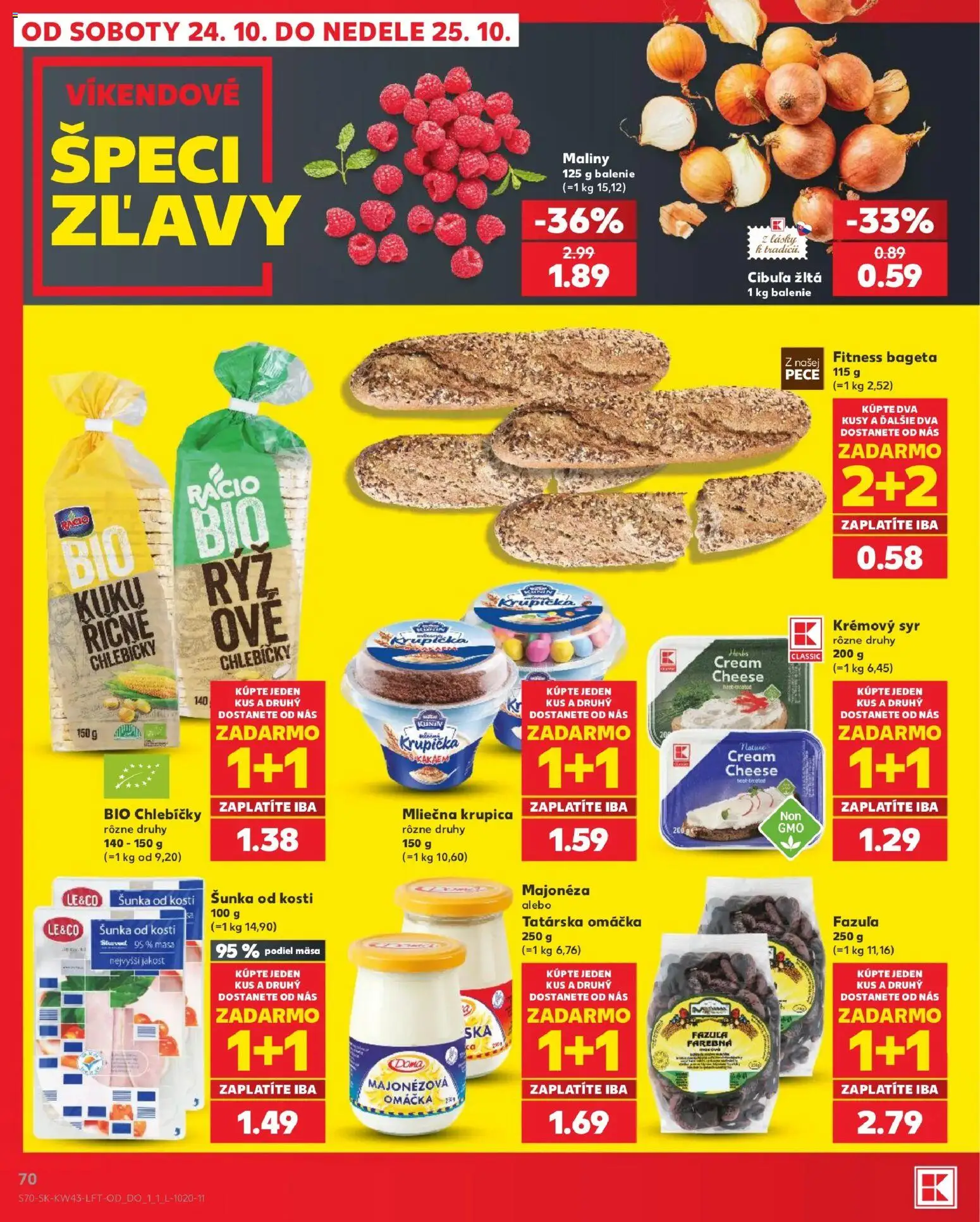 Náhľad Kaufland letáku platného od 22.10.2026 - Syr, Cibuľa, Krupica, Bageta, Tatárska omáčka, Šunka, Majonéza, Krémový syr