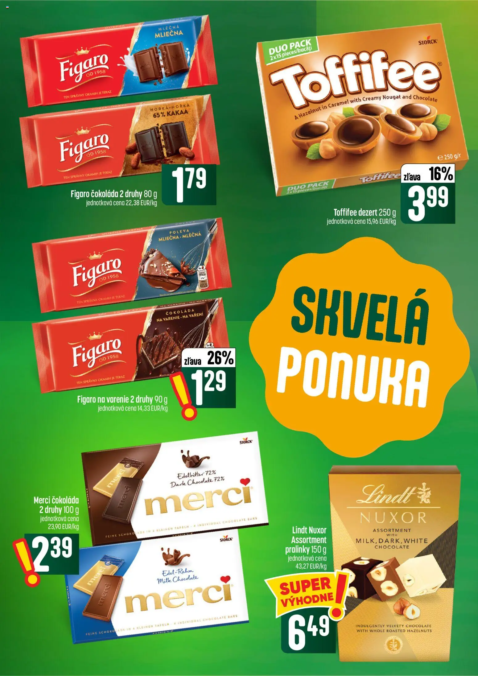 Náhľad COOP Jednota letáku platného od 08.10.2026 - Čokoláda, Lindt, Dezert, Merci, Toffifee