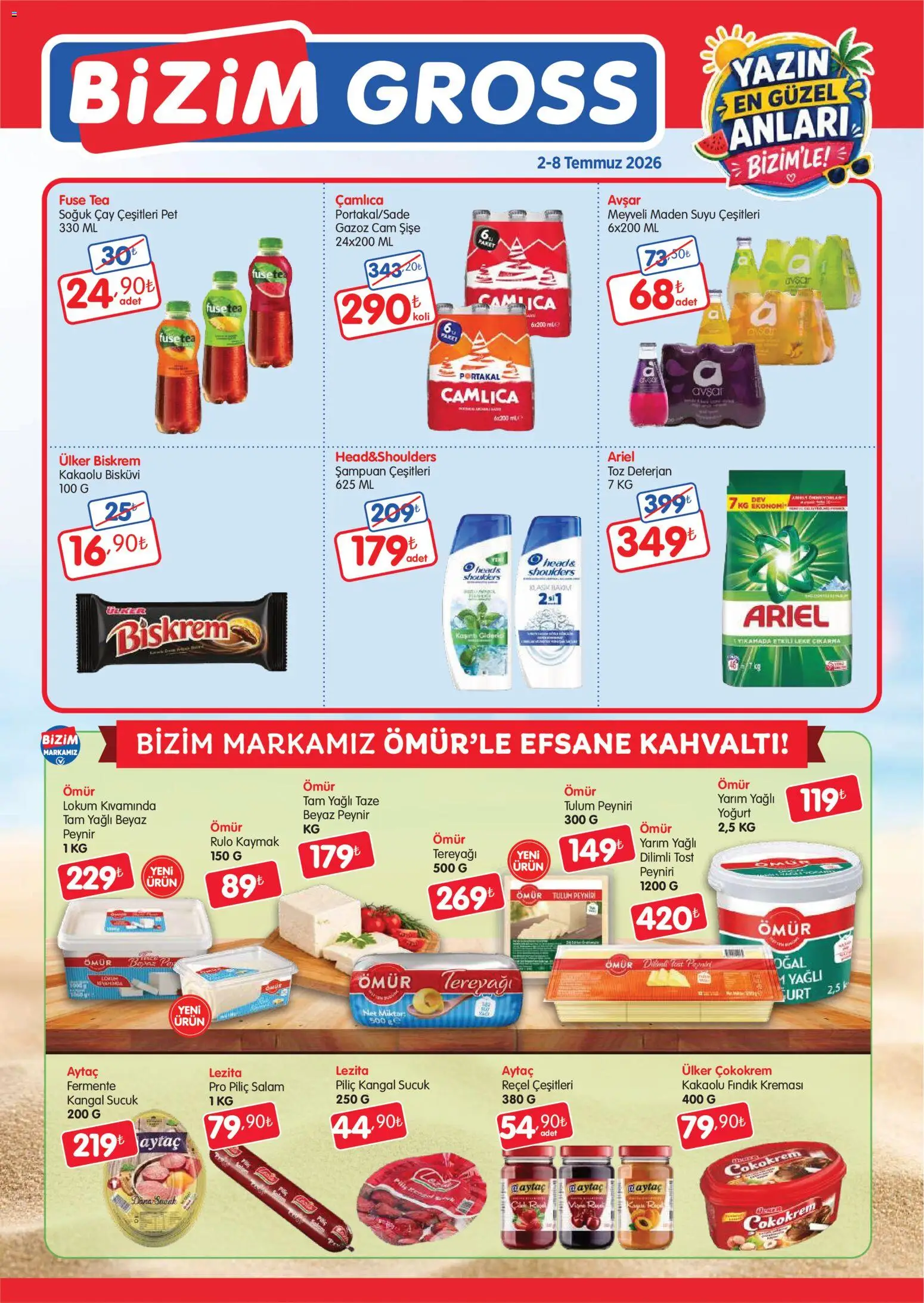 Bizim Toptan Bizim Toptan - Bizim Gross Fırsat Bülteni 02.07.2026 - Broşürünün önizlemesi - Peynir, Tereyağı, Portakal, Tulum, Fuse tea, Maden suyu, Deterjan, Piliç