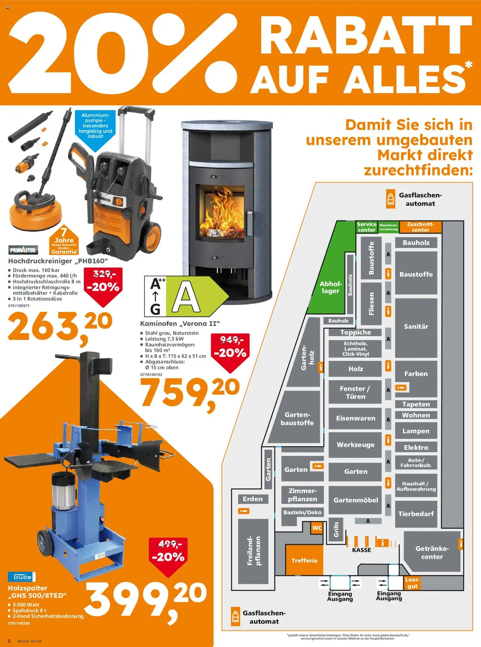 Vorschau von dem Prospekt des Geschäftes Globus Baumarkt, gültig ab dem 29.10.2026 - Gartenmöbel, Kaminofen, Hochdruckreiniger