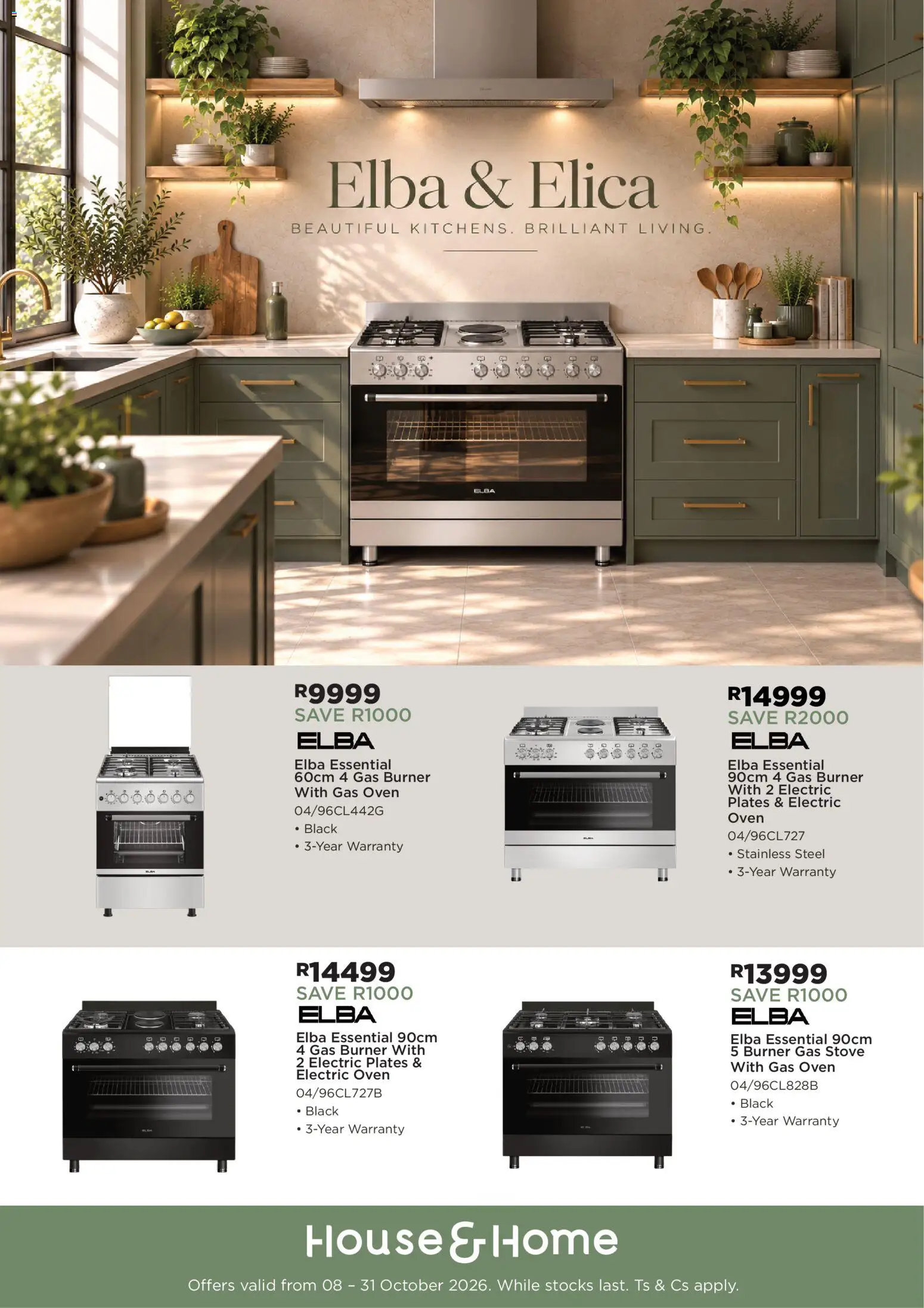 Preview of House and Home flyer valid from 08/10/2026 - Gas stove, Stove, Oven