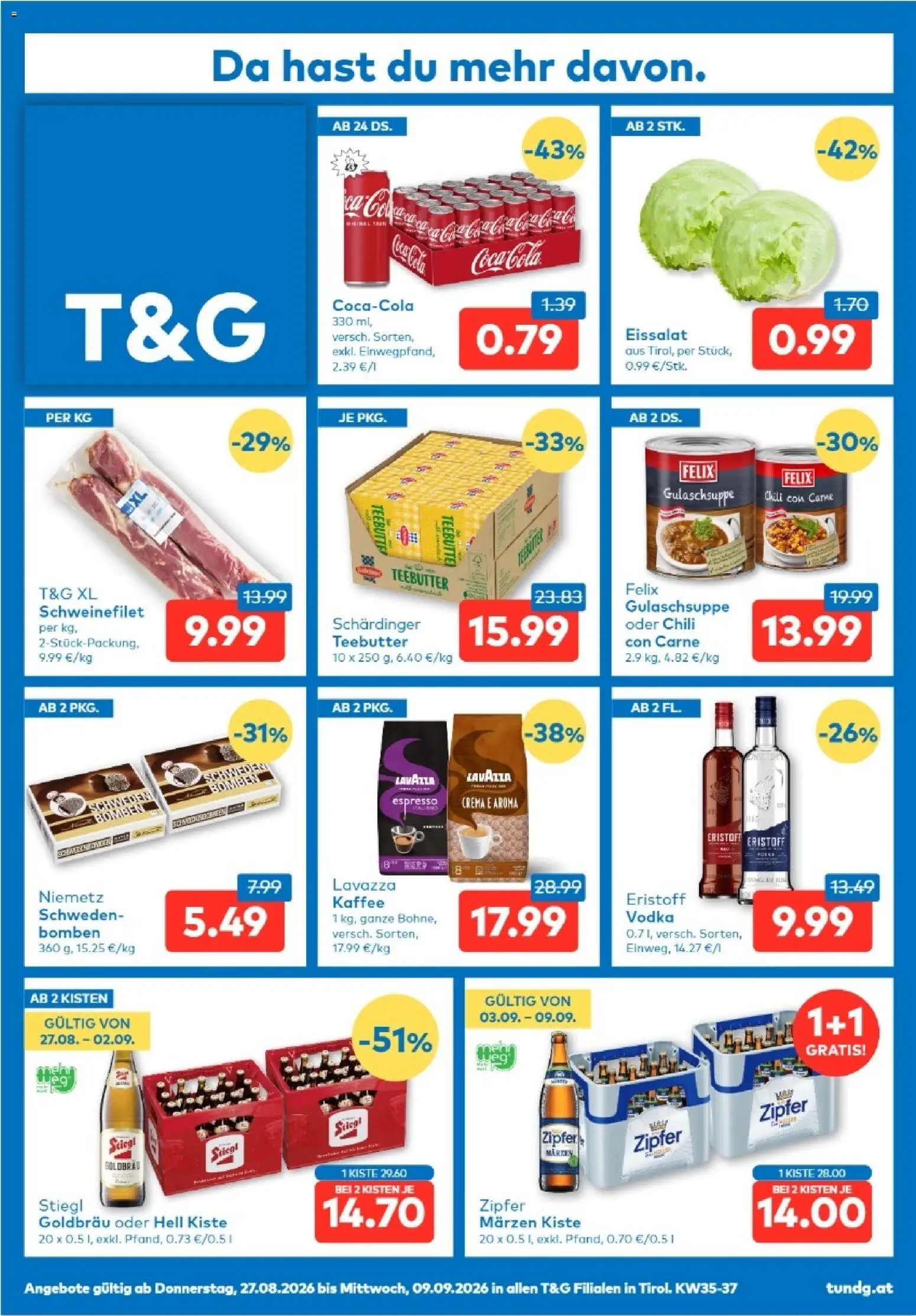 Vorschau der Angebote: T&G T&G Tirol gültig ab 27.08.2026