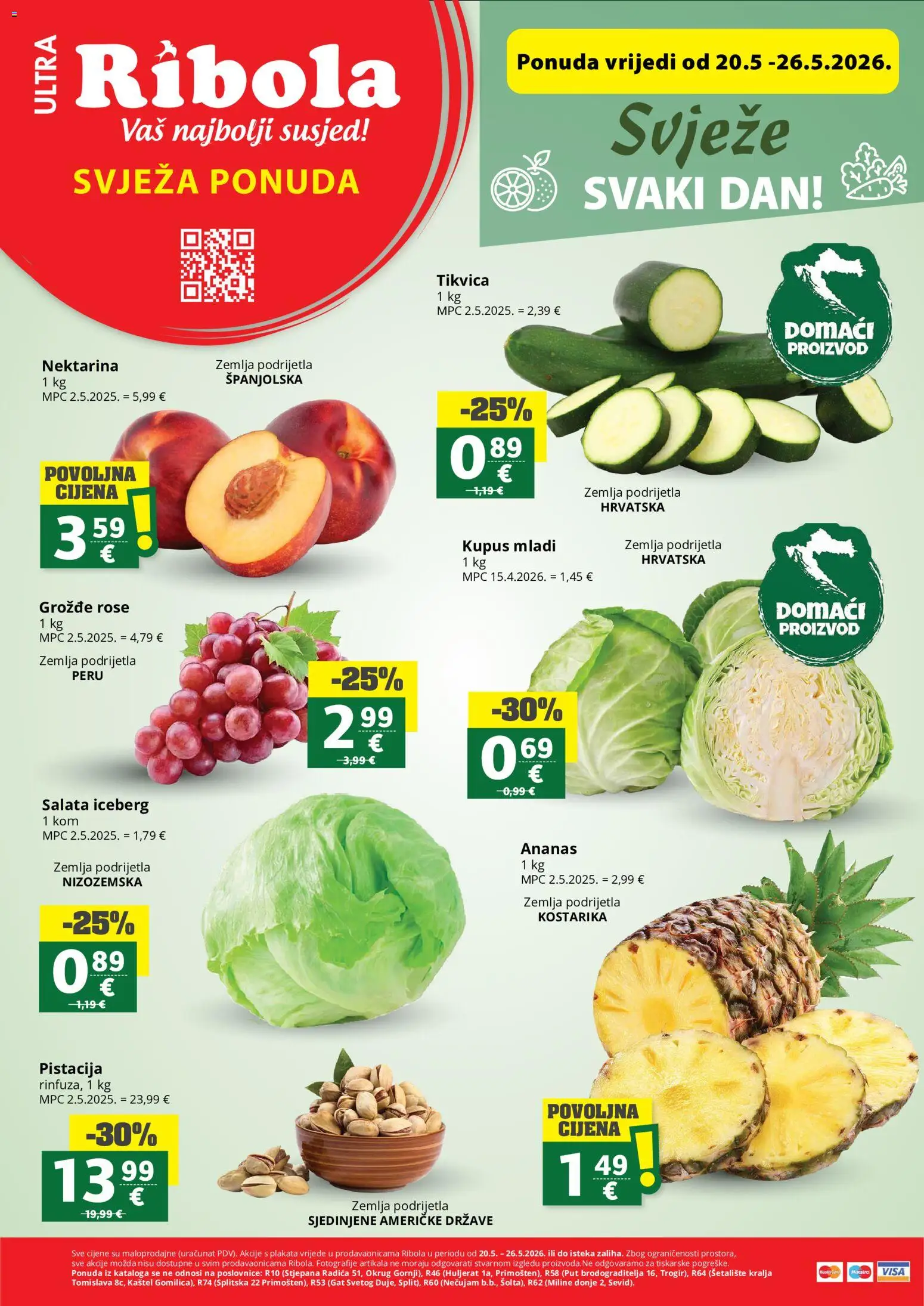 Pregled letka Ribola Svježa Ponuda trgovine Ribola vrijedi od 20.05.2026