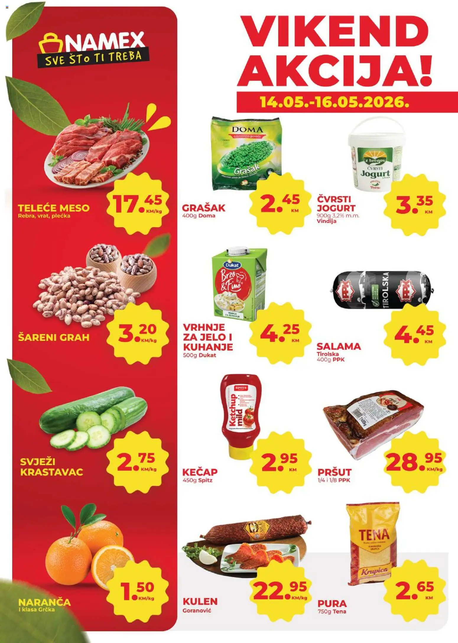 Pregled letka Namex vikend akcija trgovine Namex vrijedi od 14.05.2026