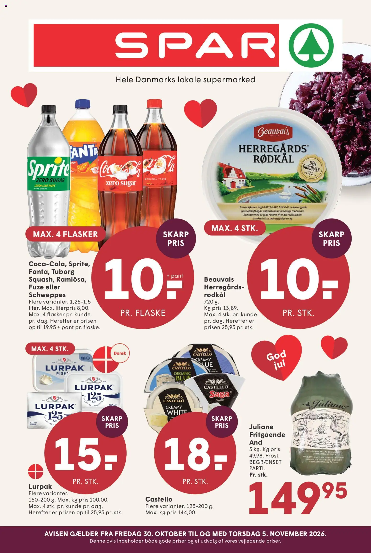 Eksempel på tilbudsavis Spar - Tilbudsavis uge 44 fra butik Spar gyldig fra 30/10/2026 - Rødkål, Fanta