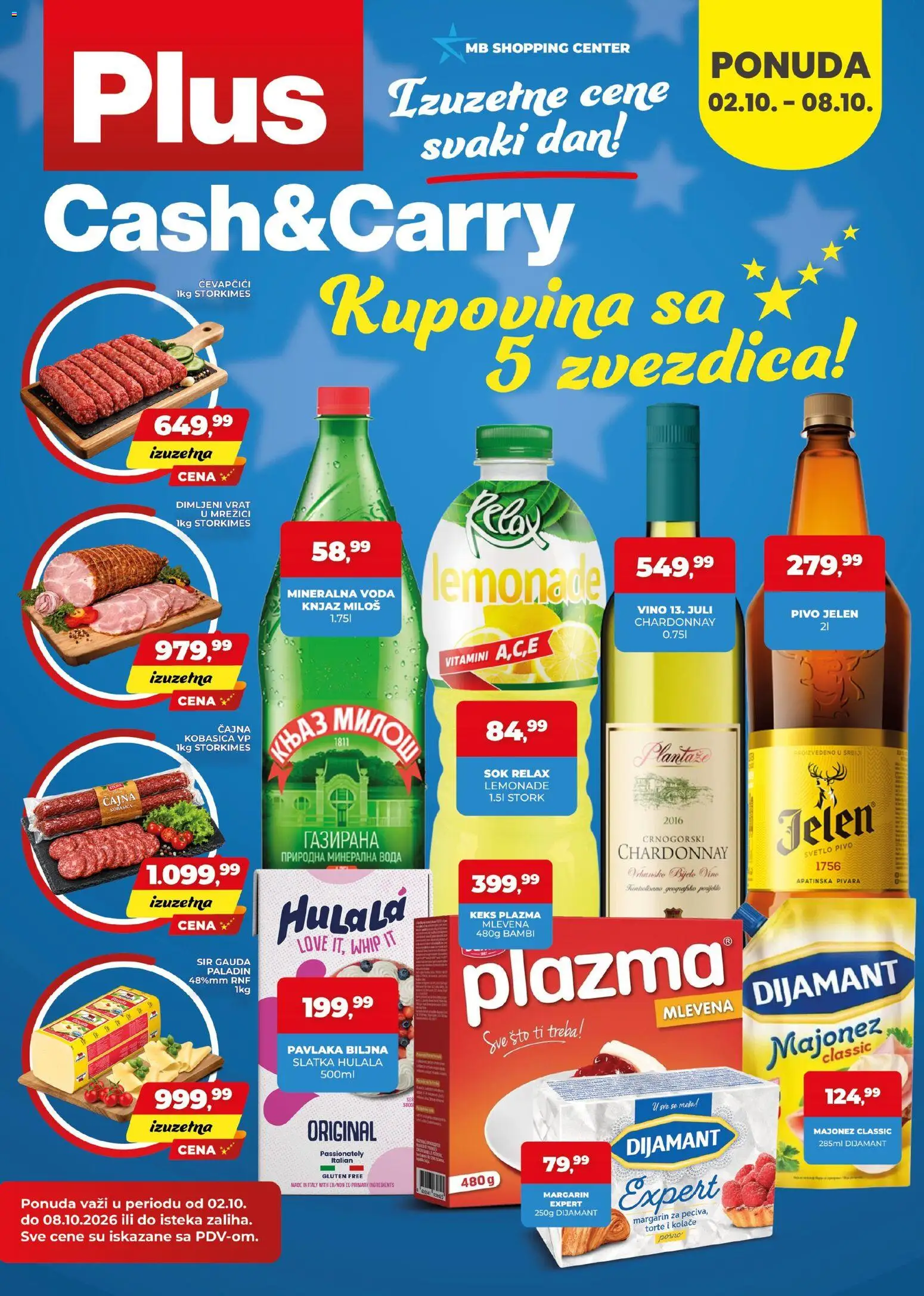 Pregled Plus Cash & Carry kataloga - važi od 02.10.2026 - Vino, Keks, Margarin, Majonez, Chardonnay, Kobasica, Mineralna voda, Plazma