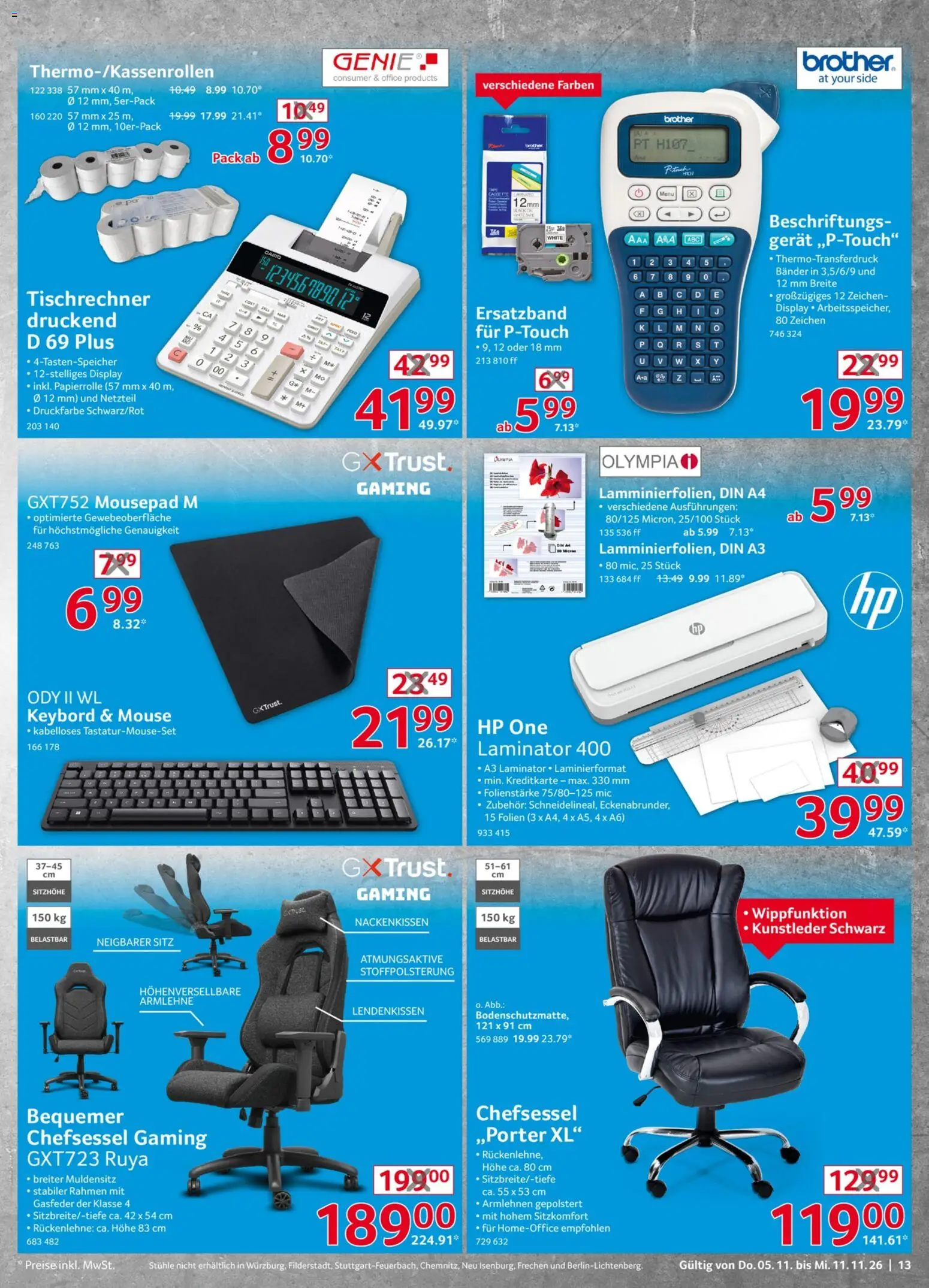 Vorschau von dem Prospekt des Geschäftes Selgros, gültig ab dem 05.11.2026 - HP, Netzteil, Chefsessel, Laminator