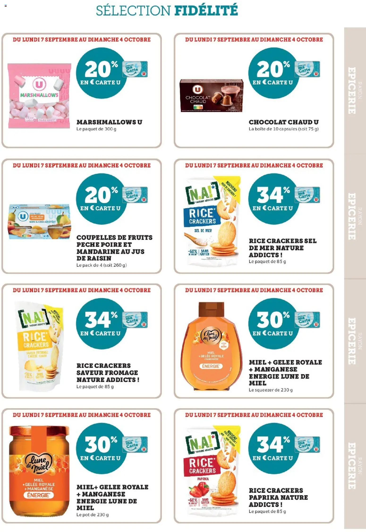 Prévisualisation de Super U - Ma sélection Carte U Septembre du magasin Super U formulaire valide 07/09/2026 - Fromage, Chocolat, Fruits, Pêche, Paprika, Sel, Capsules, Gelée