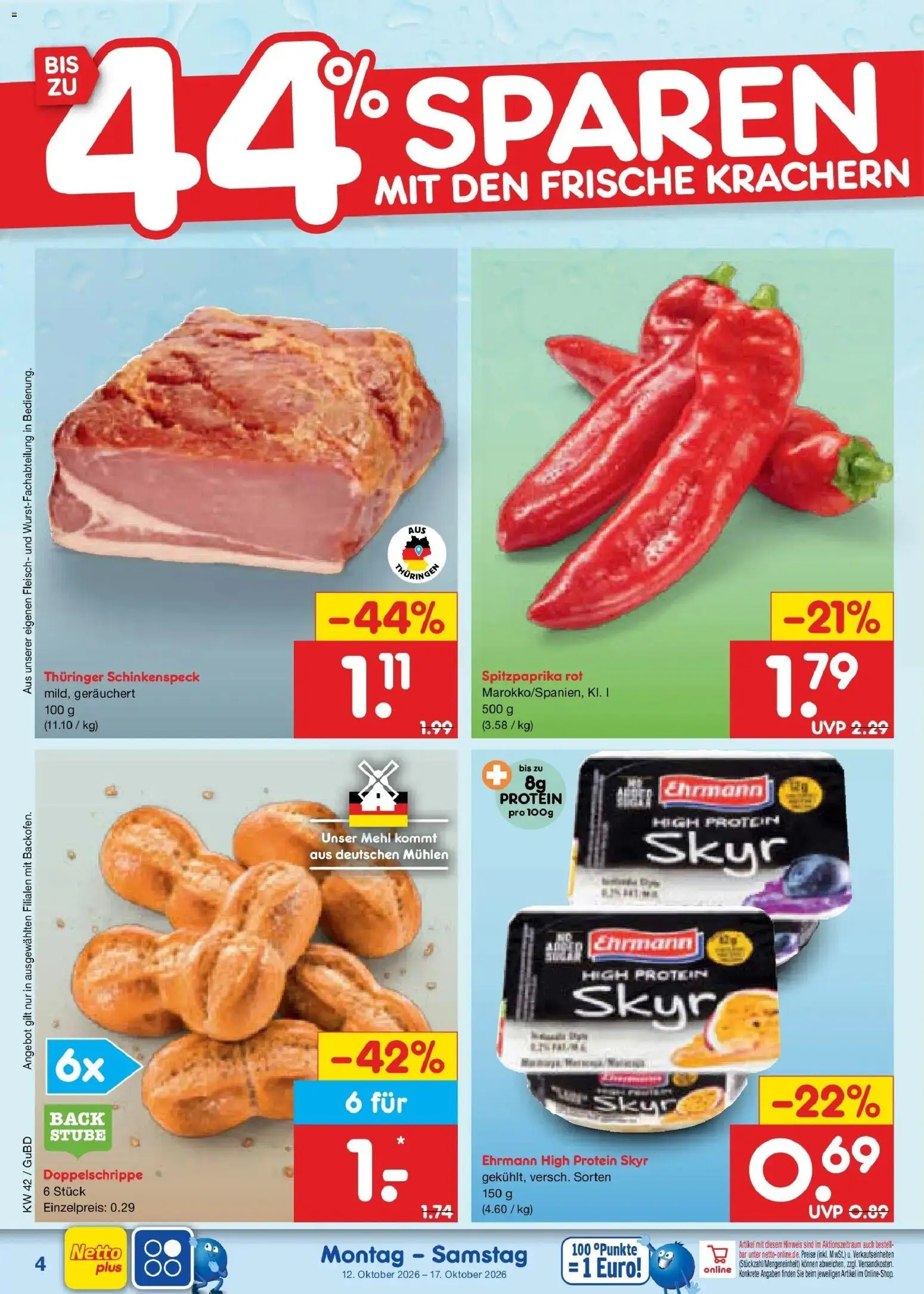 Vorschau von dem Prospekt des Geschäftes Netto Marken-Discount, gültig ab dem 12.10.2026 - Skyr, Fleisch, Mehl