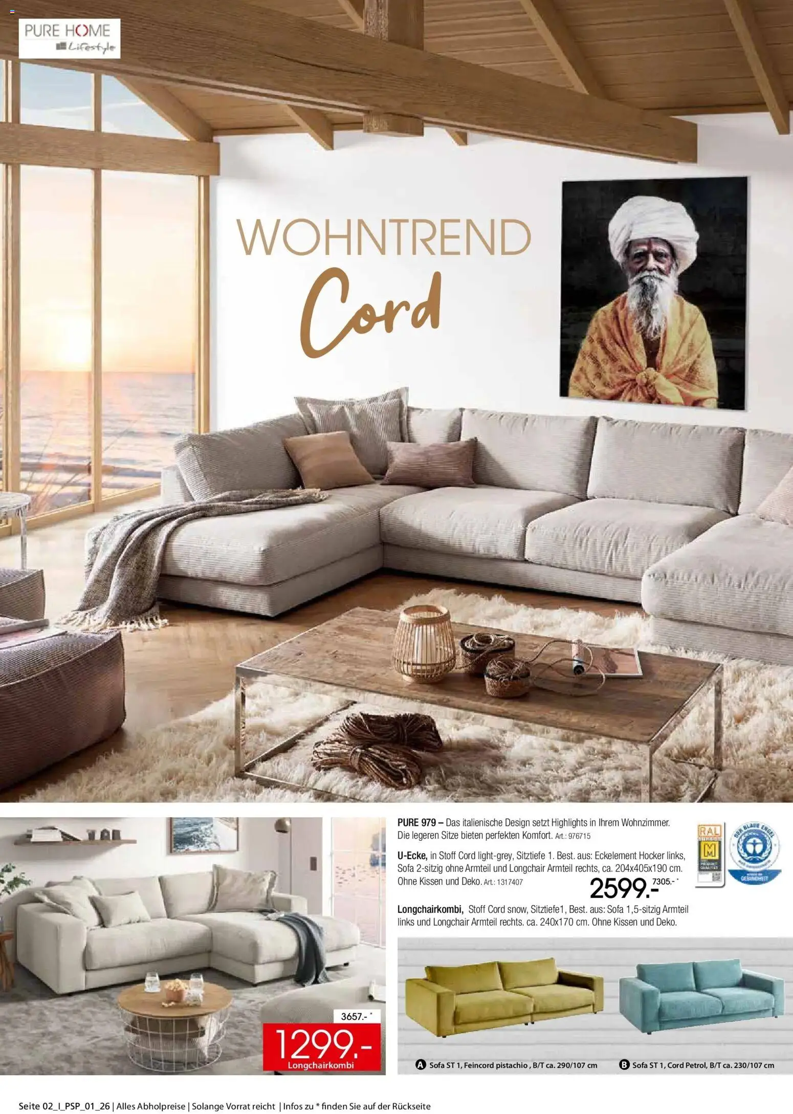 Vorschau von dem Prospekt des Geschäftes Zurbrüggen, gültig ab dem 26.10.2026 - Sofa, Kissen, Hocker