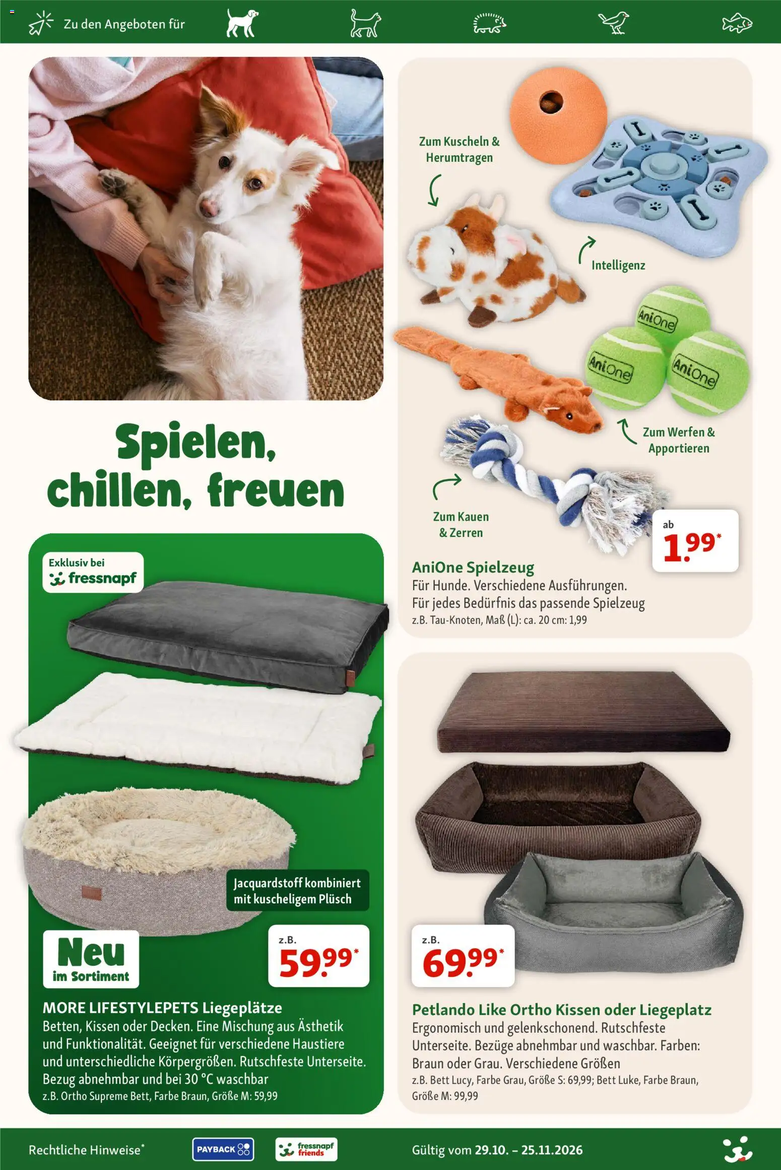Vorschau von dem Prospekt des Geschäftes Fressnapf, gültig ab dem 29.10.2026 - Bett, Kissen