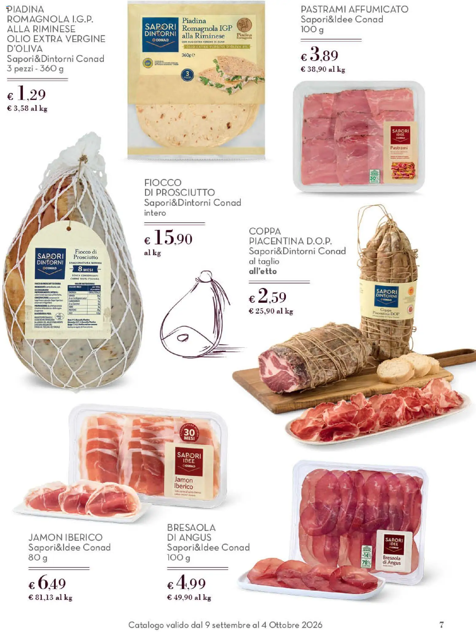 Anteprima dell'opuscolo Conad volantino Gourmet Lazio dal negozio Conad valido da 09/09/2026 - Piadina, Bresaola, Carne, Olio, Prosciutto, Taglio, Olio extra vergine