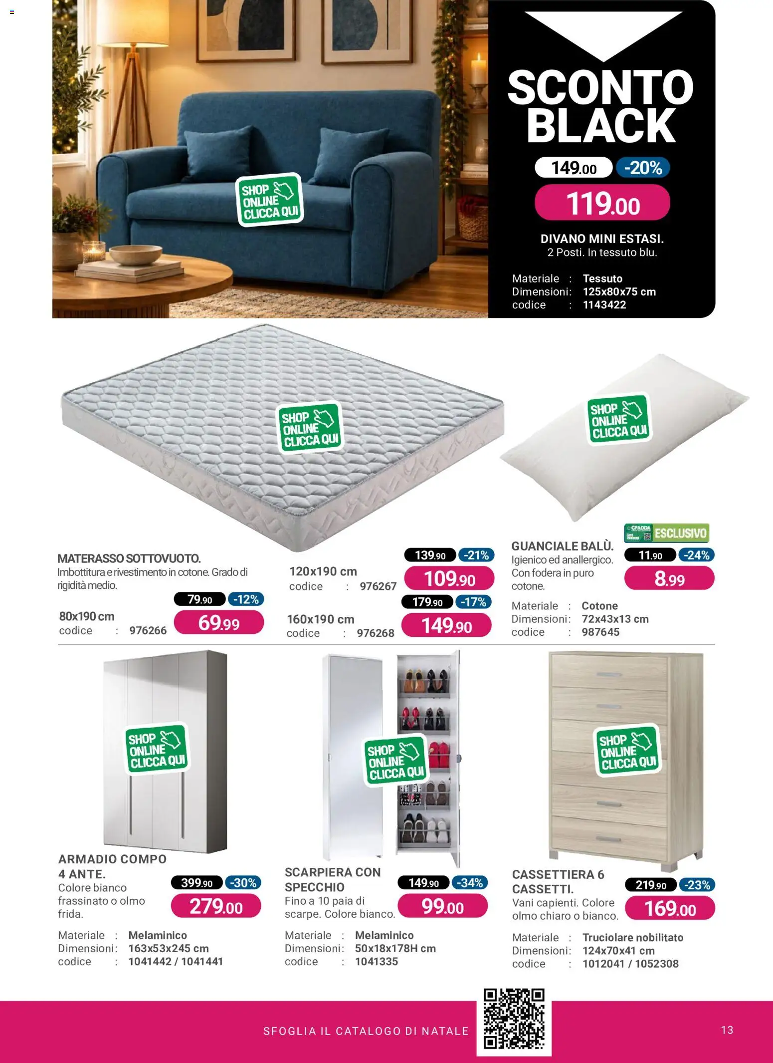 Anteprima dell'opuscolo CFadda Black Friday dal negozio CFadda valido da 29/10/2026 - Scarpiera, Divano, Armadio, Specchio, Guanciale, Cassettiera, Materasso