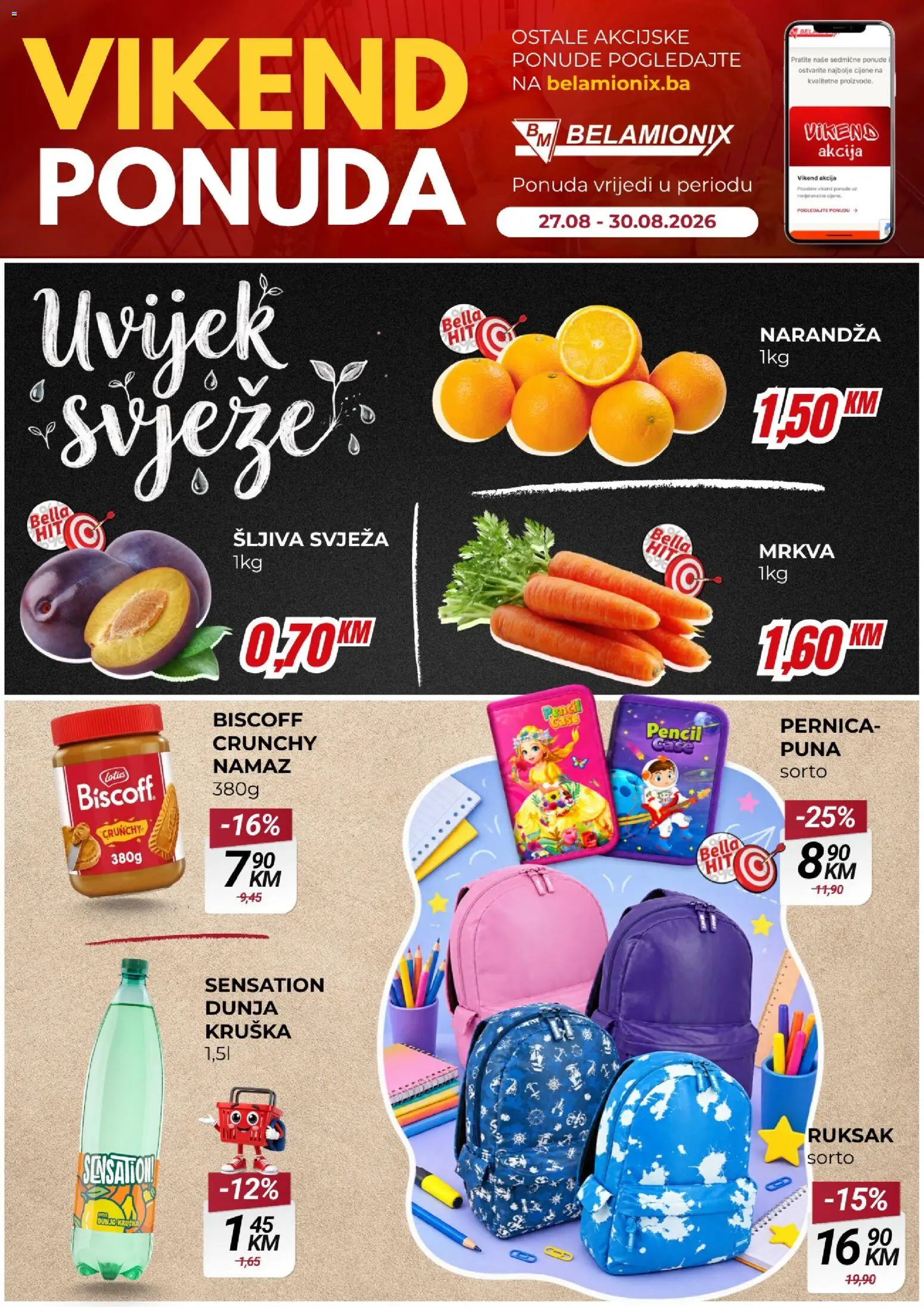 Pregled letka Belamionix vikend ponuda trgovine Belamionix vrijedi od 27.08.2026