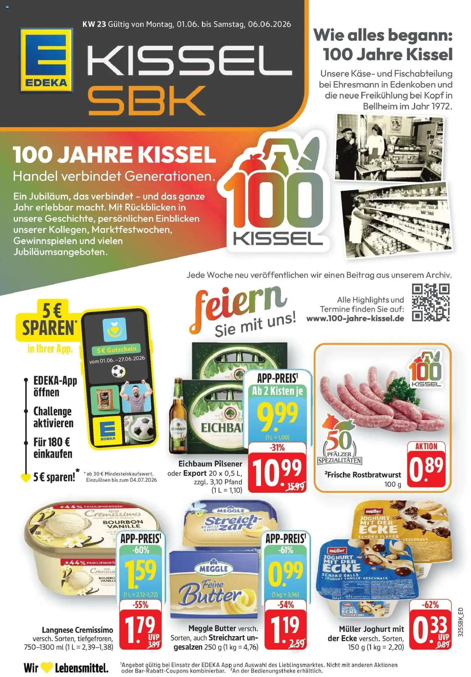Vorschau von dem Prospekt des Geschäftes Edeka, gültig ab dem 01.06.2026 - Butter, Käse, Vanille, Bourbon, Langnese, Spezialitäten, Cremissimo, Meggle butter