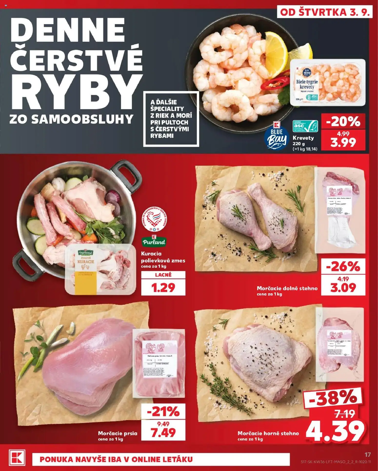 Náhľad Kaufland letáku platného od 03.09.2026 - Ryby, Krevety, Morčacie prsia, Špeciality