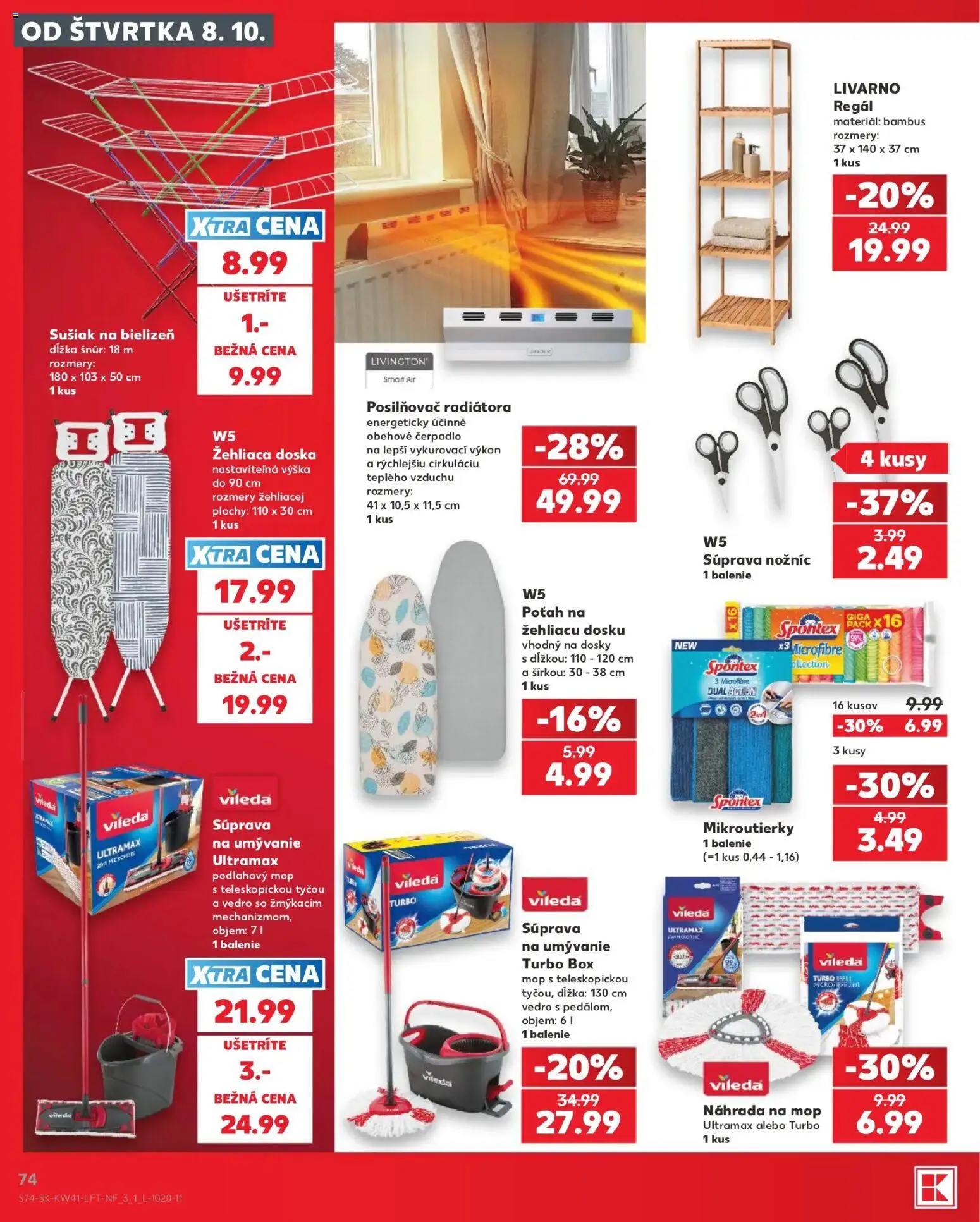 Náhľad Kaufland letáku platného od 08.10.2026 - Mop, Žehliaca doska, Čerpadlo, Obehové čerpadlo