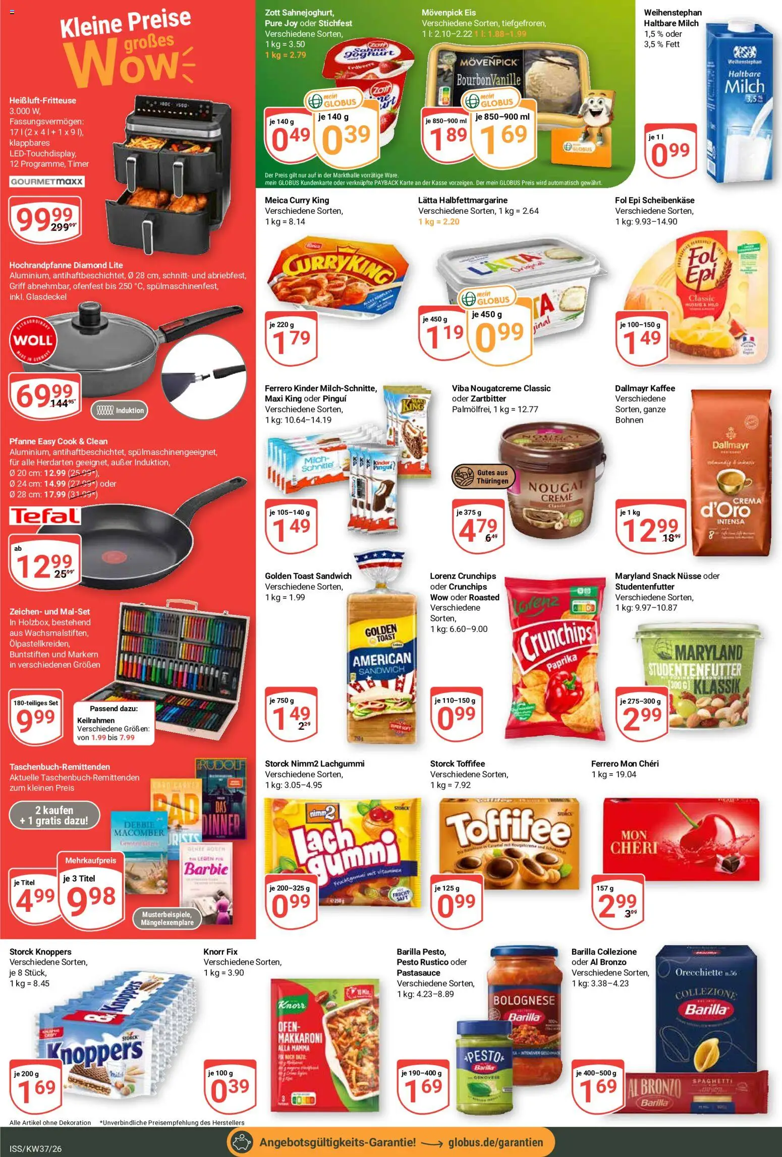 Vorschau von dem Prospekt des Geschäftes Globus, gültig ab dem 07.09.2026 - Kaffee, Heißluftfritteuse, Spaghetti, Milch, Dallmayr, Barilla, Movenpick eis, Lätta