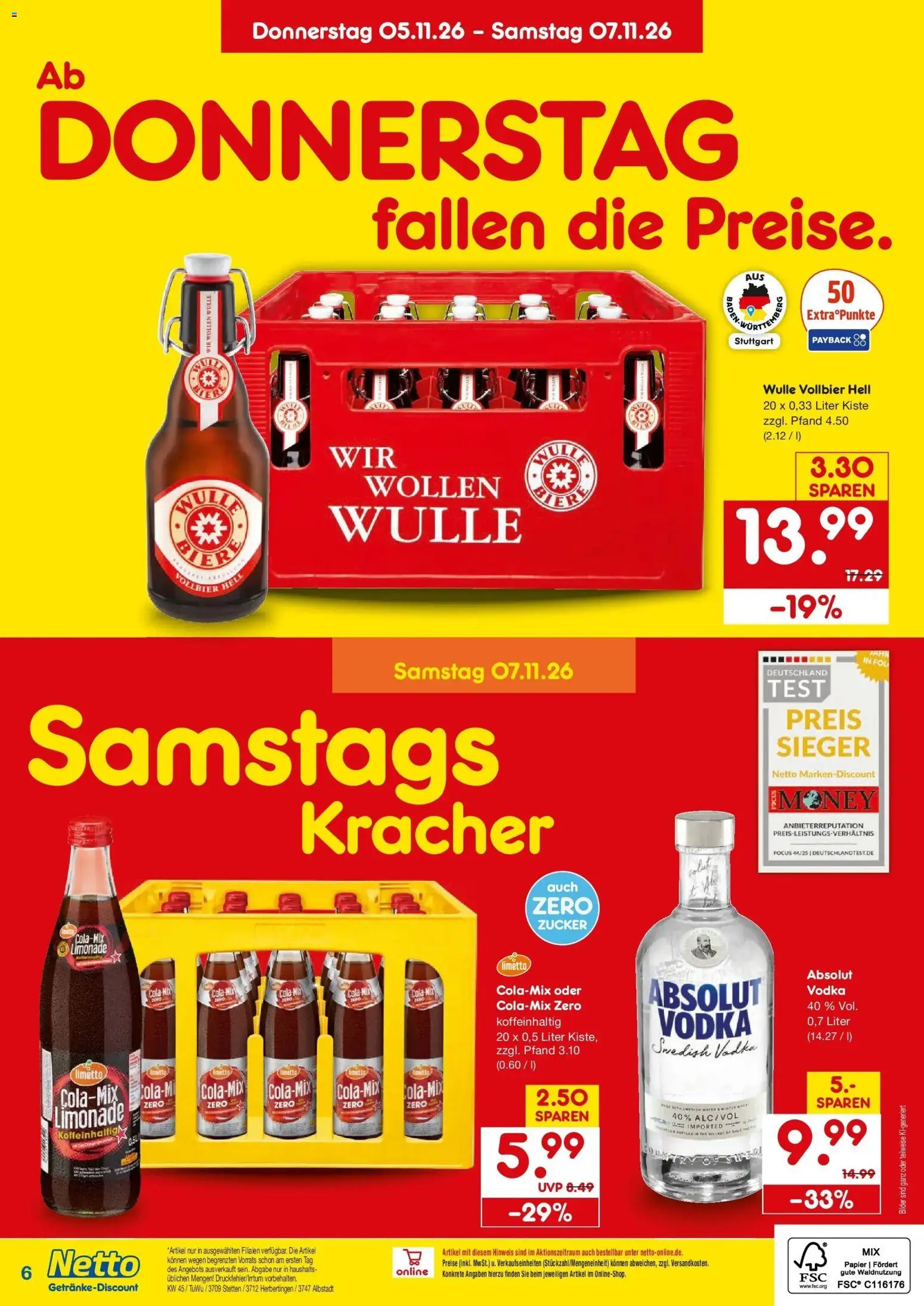 Vorschau von dem Prospekt des Geschäftes Netto Marken-Discount, gültig ab dem 02.11.2026 - Bilder, Cola, Vodka, Zucker, Limonade
