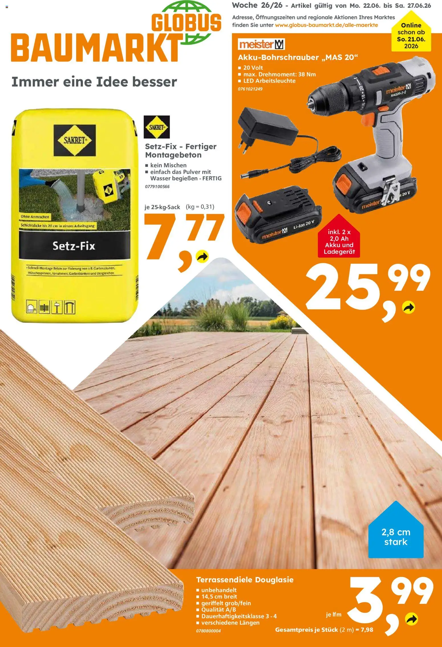 Vorschau von dem Prospekt des Geschäftes Globus Baumarkt, gültig ab dem 22.06.2026