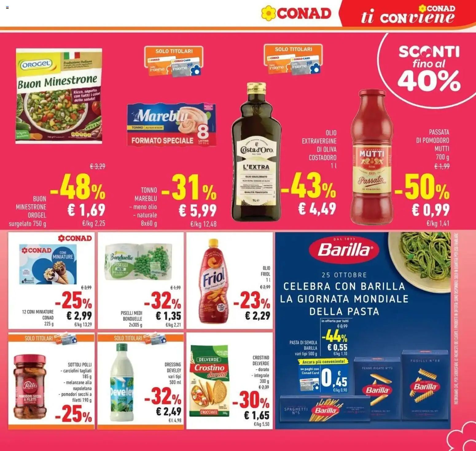 Anteprima dell'opuscolo Conad volantino Brembate di Sopra dal negozio Conad valido da 21/10/2026 - Pasta, Pomodoro, Piselli, Olio, Tonno, Melanzane, Minestrone, Passata di pomodoro