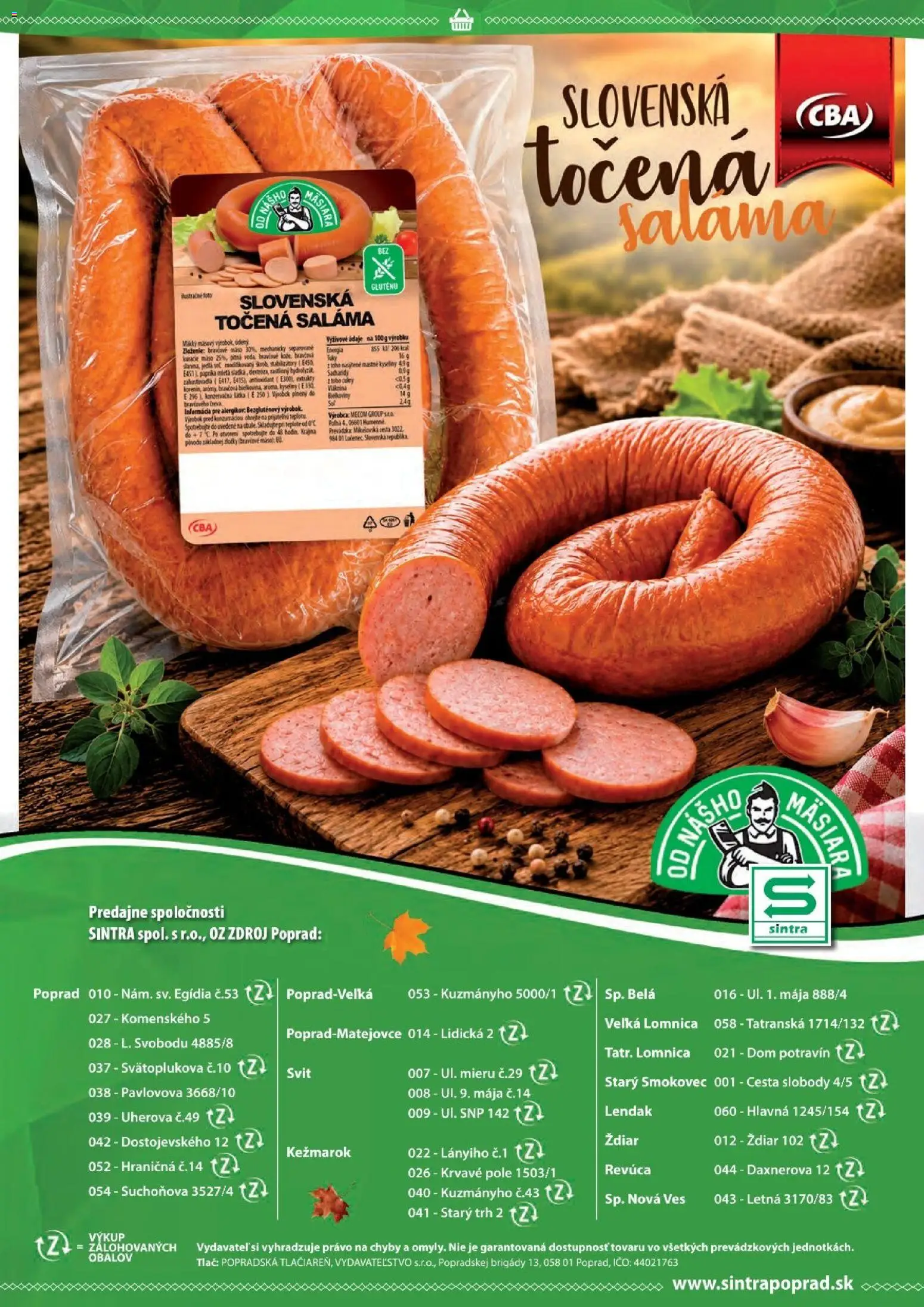 Náhľad Sintra letáku platného od 01.10.2026 - Mäso, Voda, Paprika, Saláma