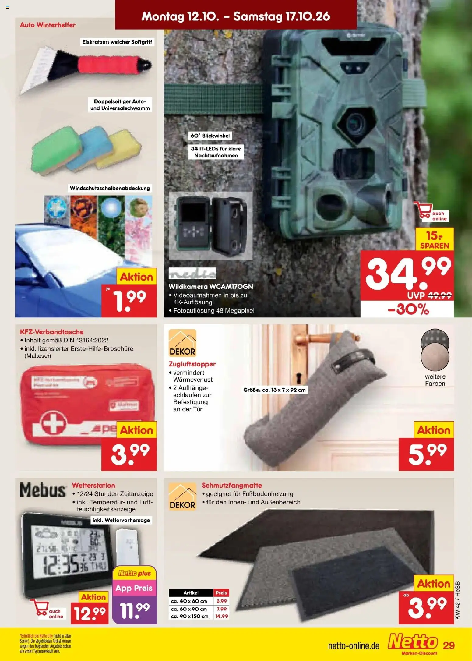 Vorschau von dem Prospekt des Geschäftes Netto Marken-Discount, gültig ab dem 12.10.2026 - Tür, Wetterstation, Schmutzfangmatte