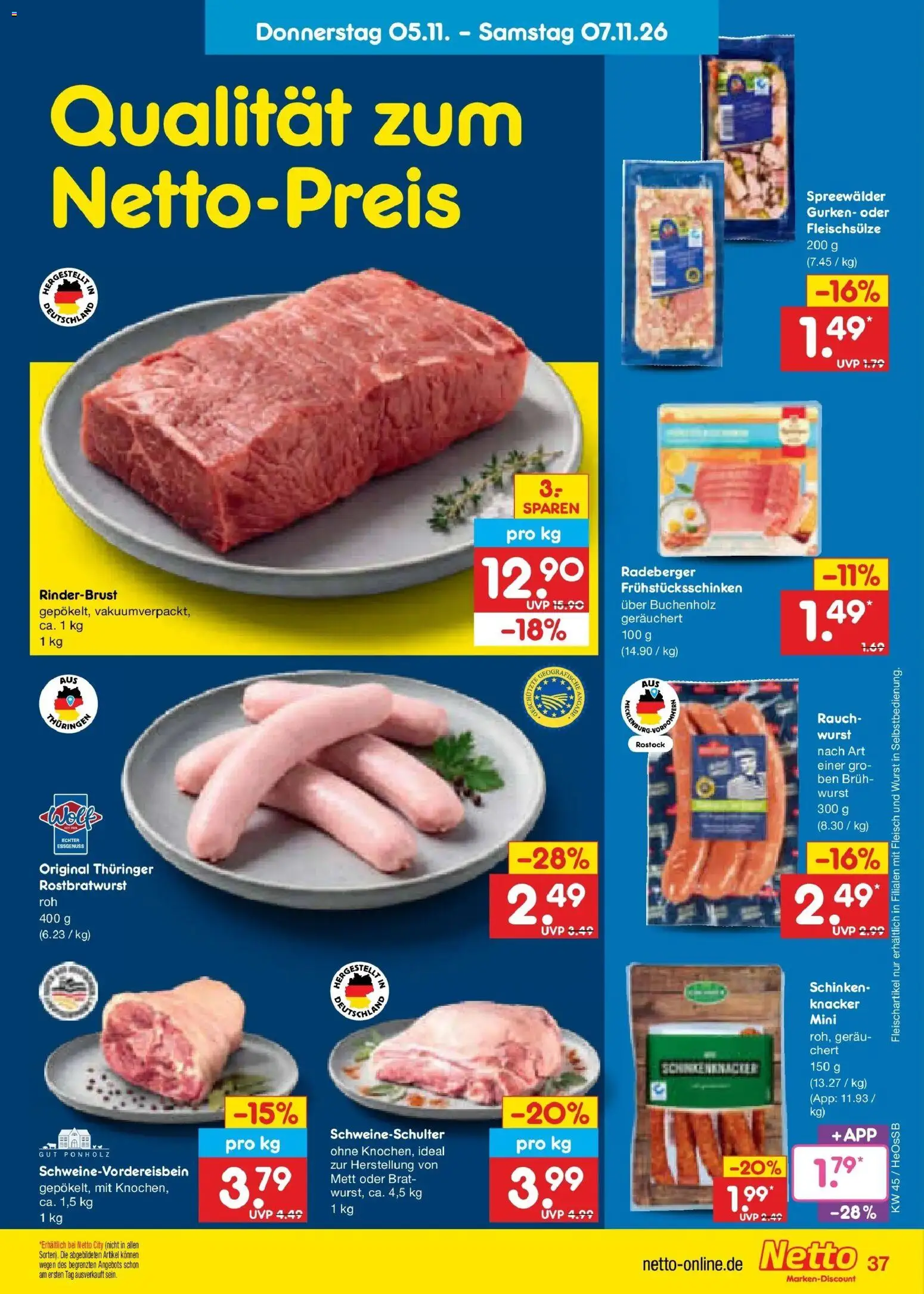 Vorschau von dem Prospekt des Geschäftes Netto Marken-Discount, gültig ab dem 02.11.2026 - Wurst, Fleisch, Gurken, Schinken