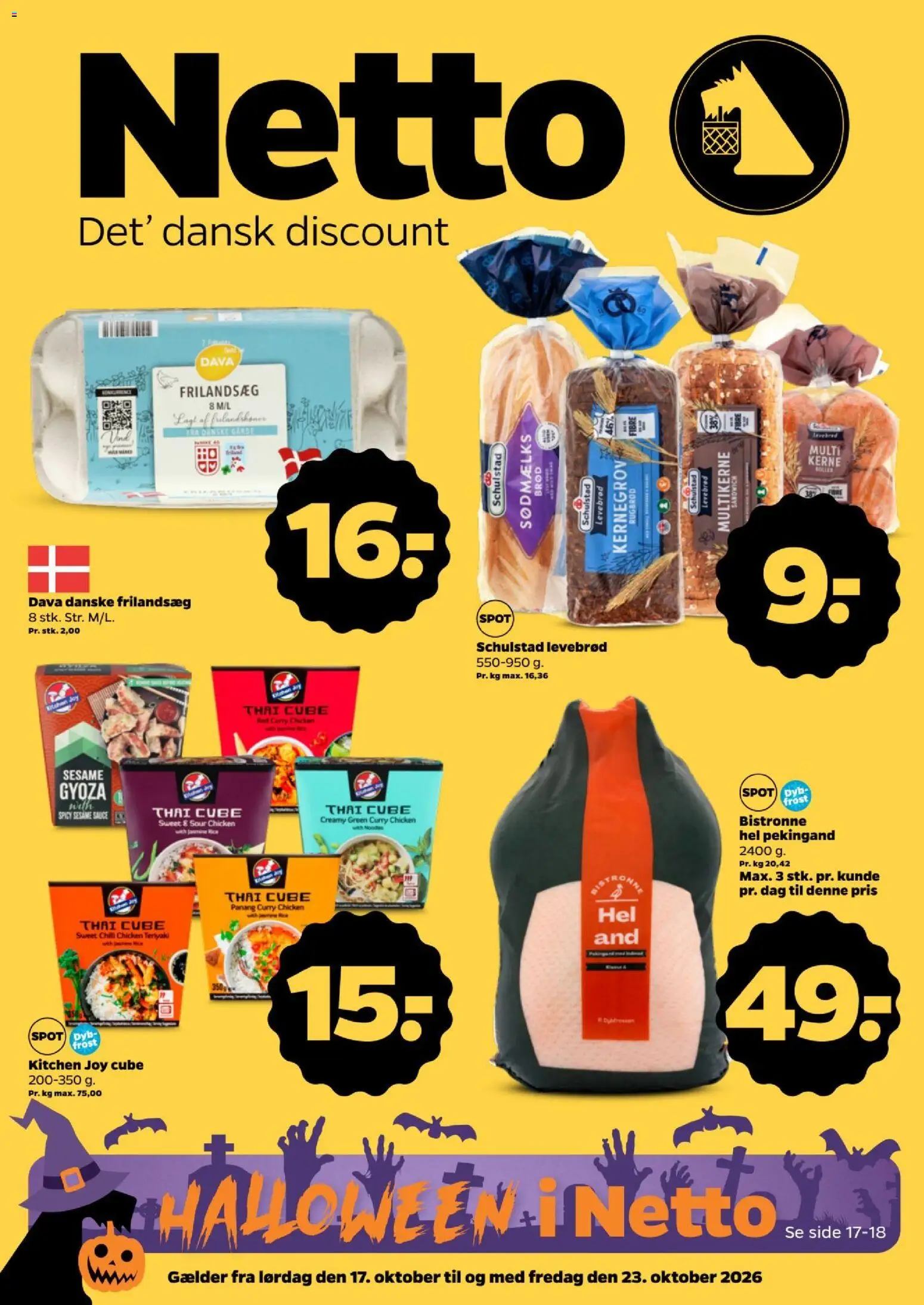 Eksempel på tilbudsavis Netto - Tilbudsavis uge 43 fra butik Netto gyldig fra 17/10/2026 - Brød, Rugbrød, Chili, Pekingand