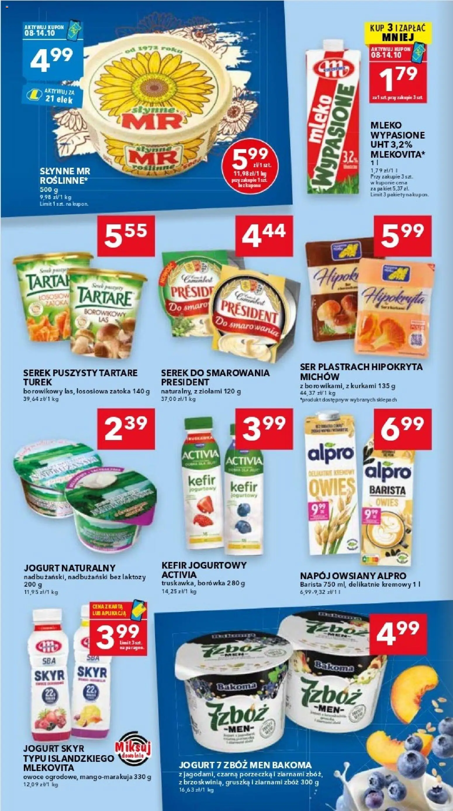 Pogląd gazetki "Lewiatan gazetka - Warszawa" ze sklepu Lewiatan ważnej od 08.10.2026 - Mleko, Owoce, Ser, Jogurt naturalny, Jogurt Skyr, Bez laktozy, Serek do smarowania, Mleko wypasione