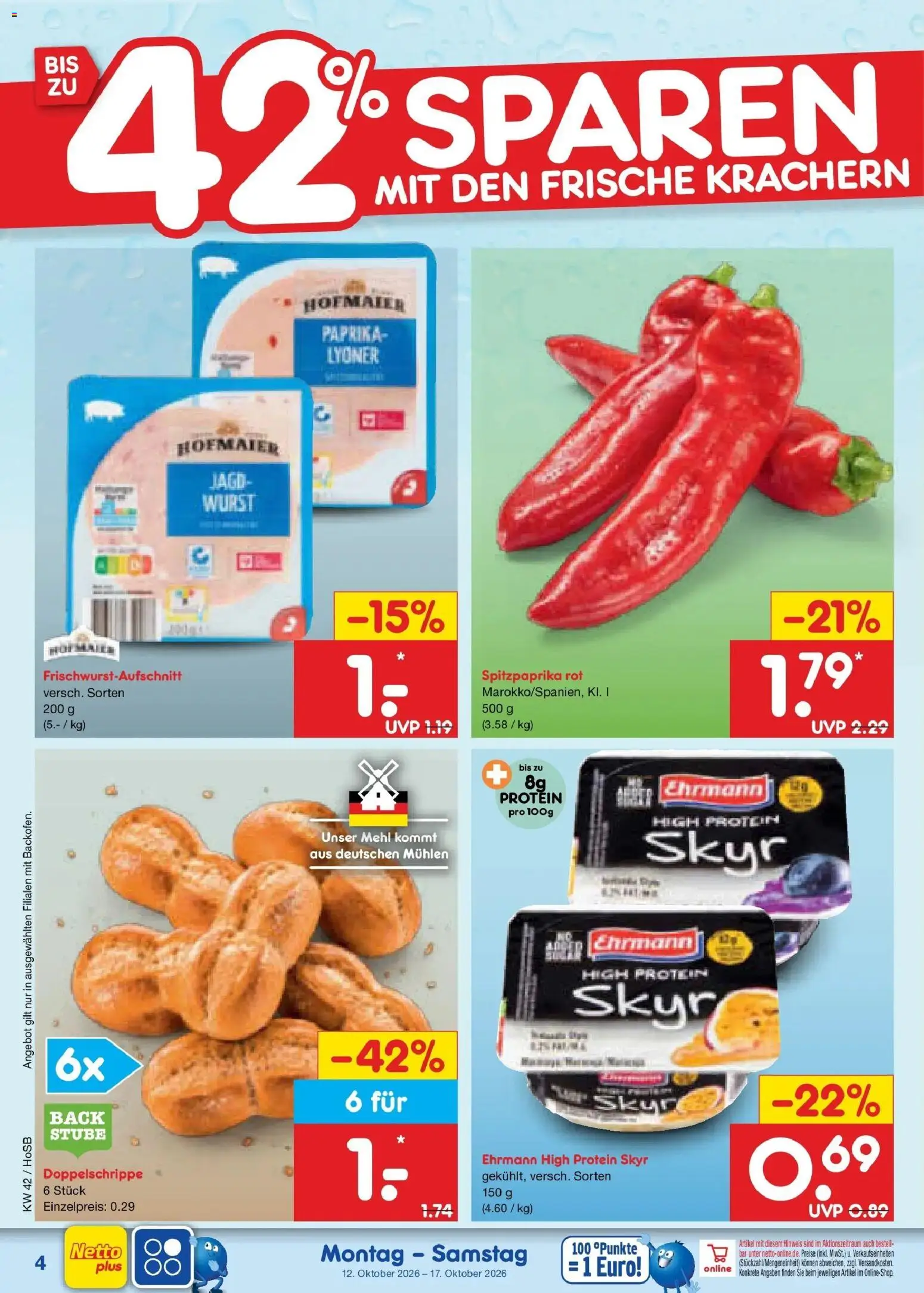 Vorschau von dem Prospekt des Geschäftes Netto Marken-Discount, gültig ab dem 12.10.2026 - Wurst, Skyr, Paprika, Mehl