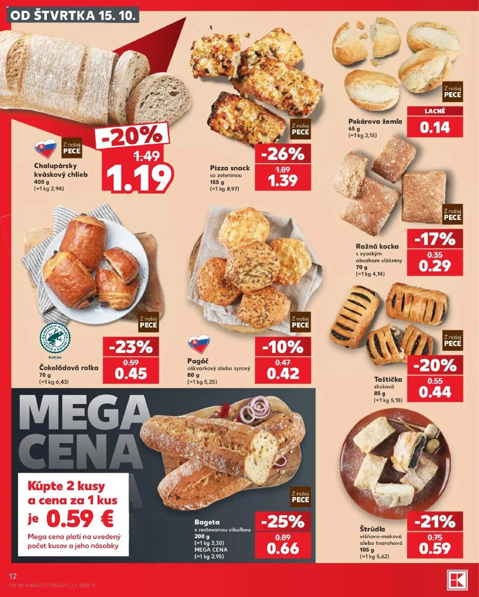 Náhľad Kaufland letáku platného od 15.10.2026 - Pizza, Chlieb, Kakao, Bageta