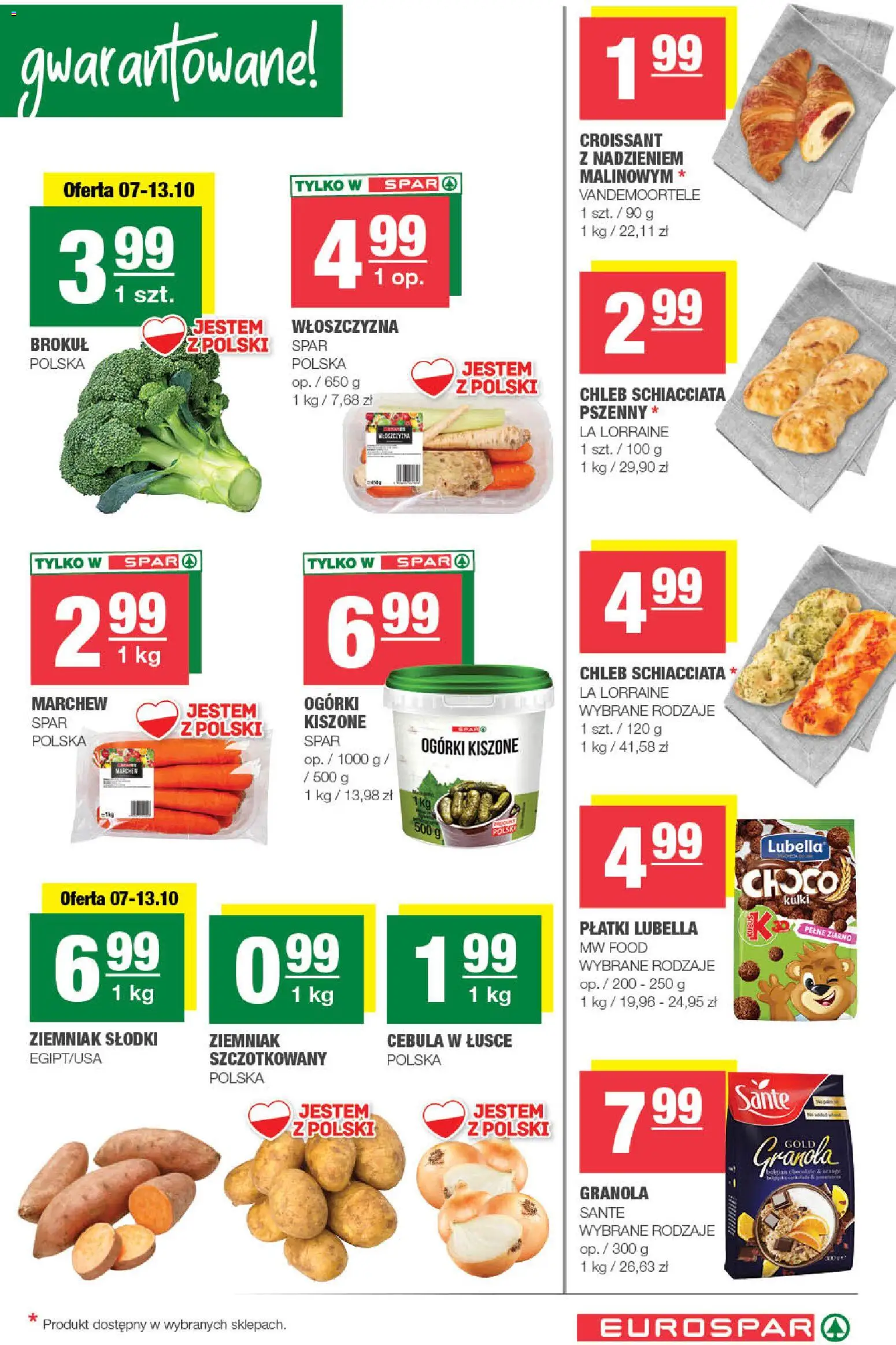 Pogląd gazetki "Spar gazetka - Eurospar" ze sklepu Spar ważnej od 07.10.2026 - Ogórki kiszone, Chleb, Brokuł, Granola, Cebula, Włoszczyzna, Płatki, Granola Sante