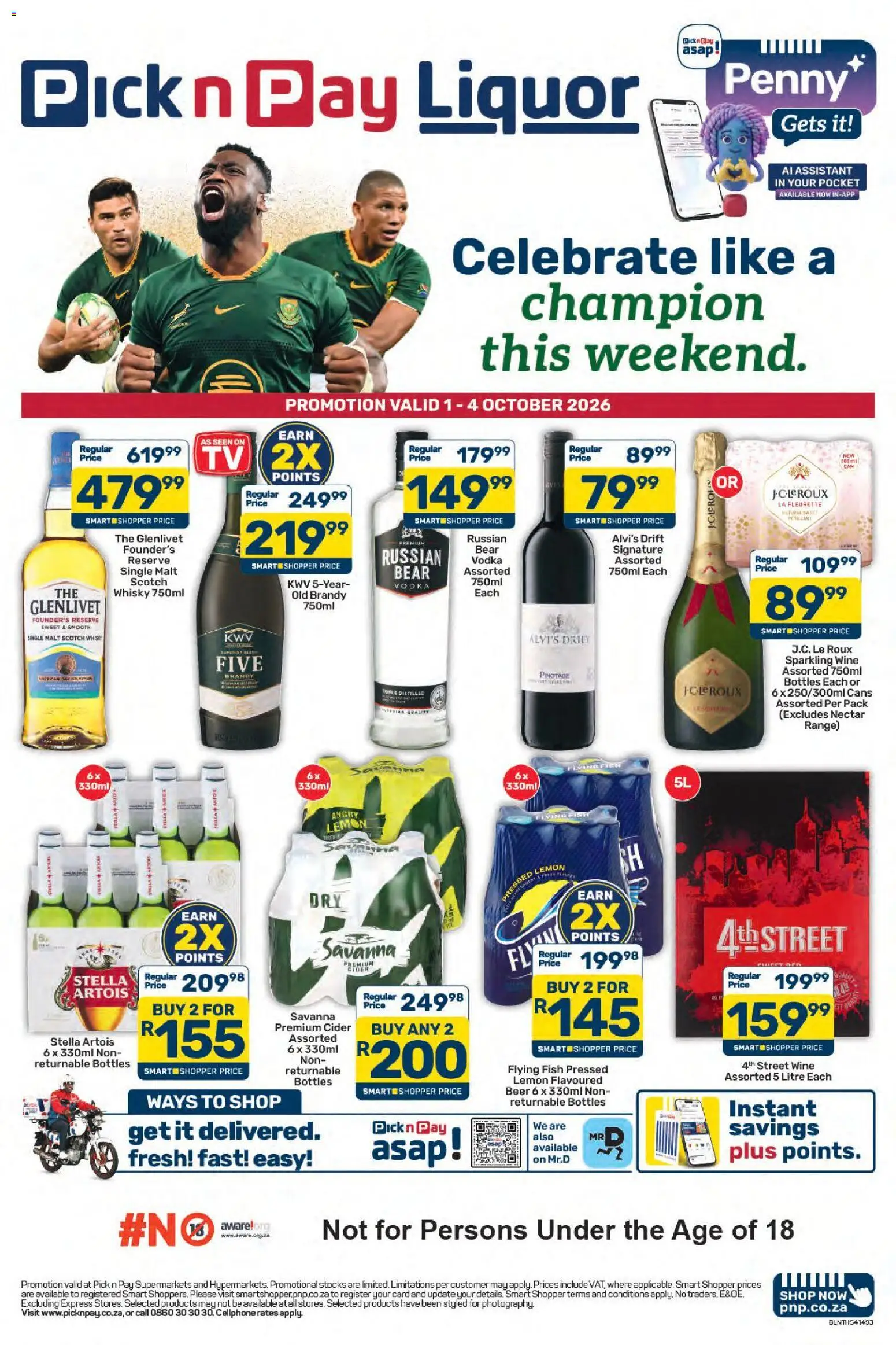 Preview of Pick n Pay flyer valid from 01/10/2026 - Fish, Wine, Brandy, Vodka, Cider, Beer, Lemon