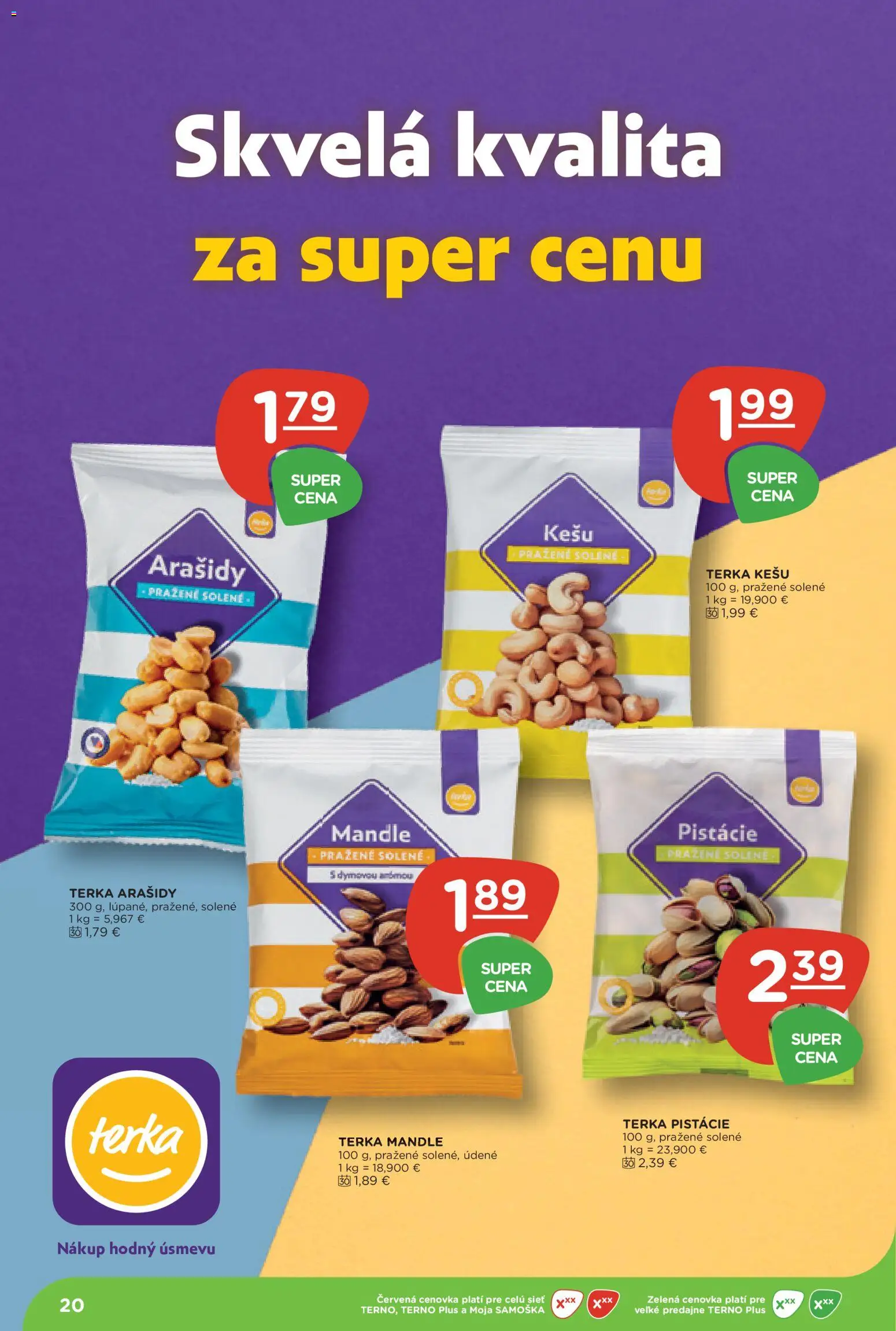 Náhľad Terno letáku platného od 10.09.2026 - Mandle, Arašidy, Kešu, Pistácie
