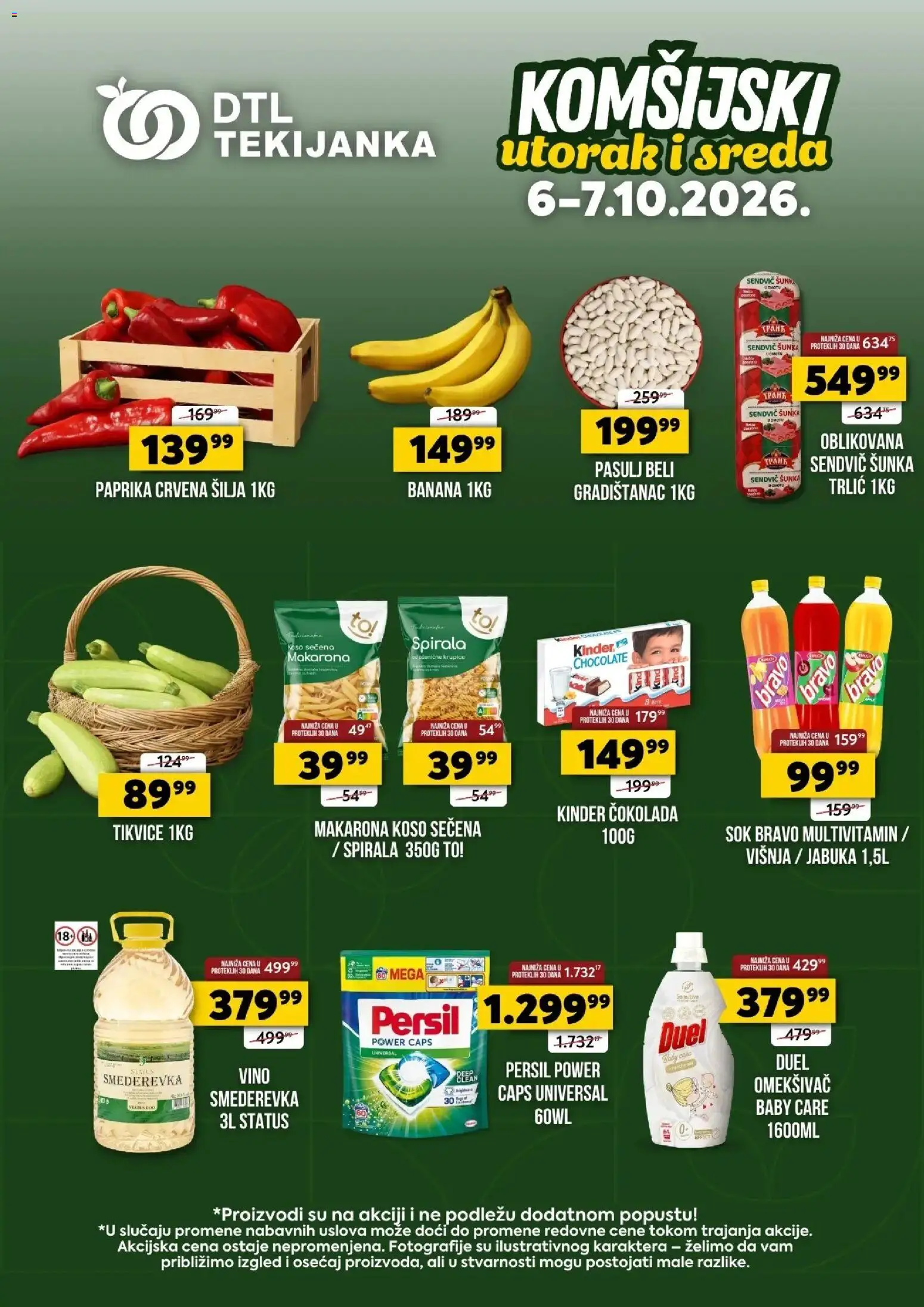 Pregled Tekijanka kataloga - važi od 06.10.2026 - Pasulj, Paprika, Banana, Vino, Tikvice, Multivitamin, Persil, Omekšivač