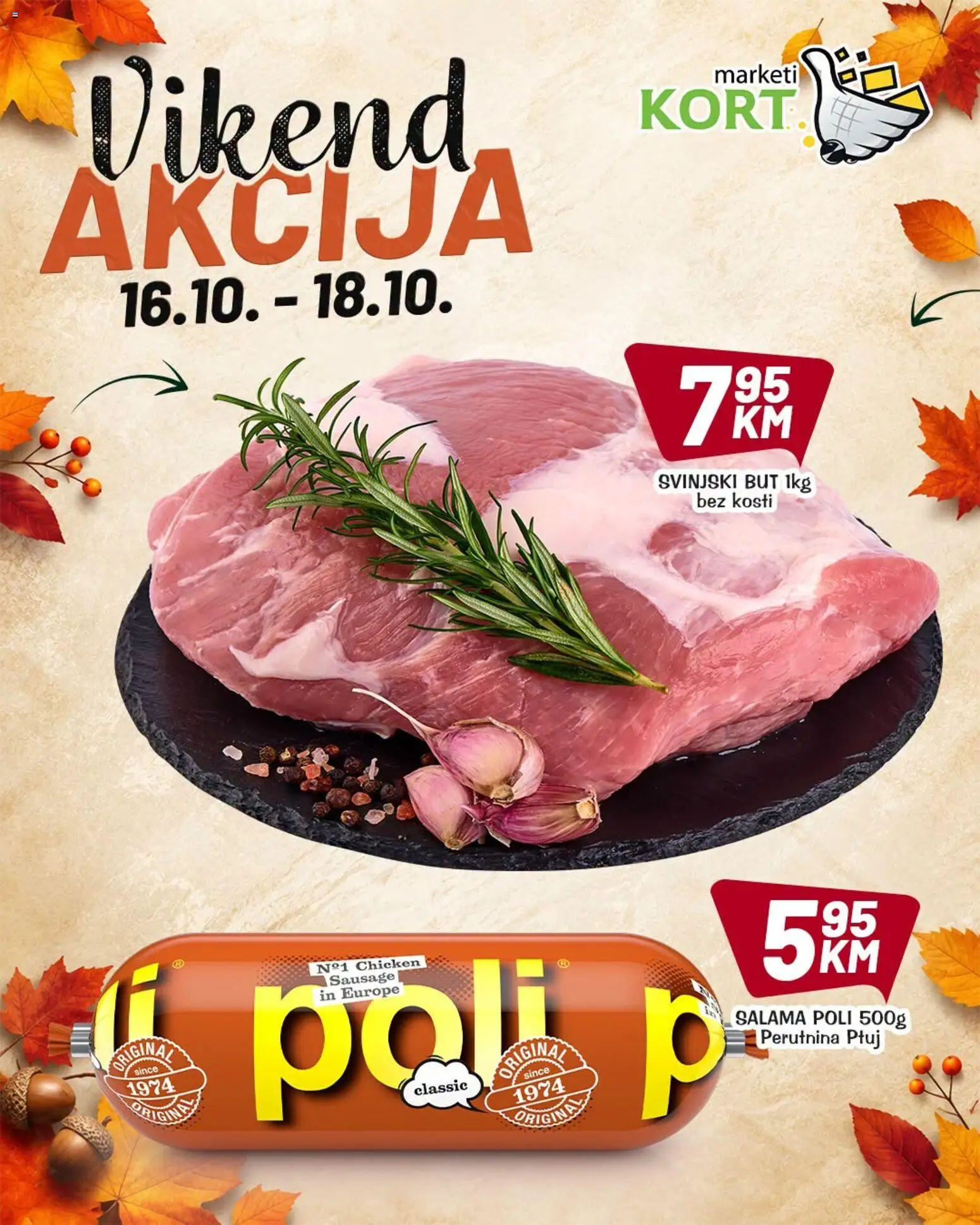 Pregled letka Kort Marketi vikend akcija trgovine Kort Marketi vrijedi od 16.10.2026