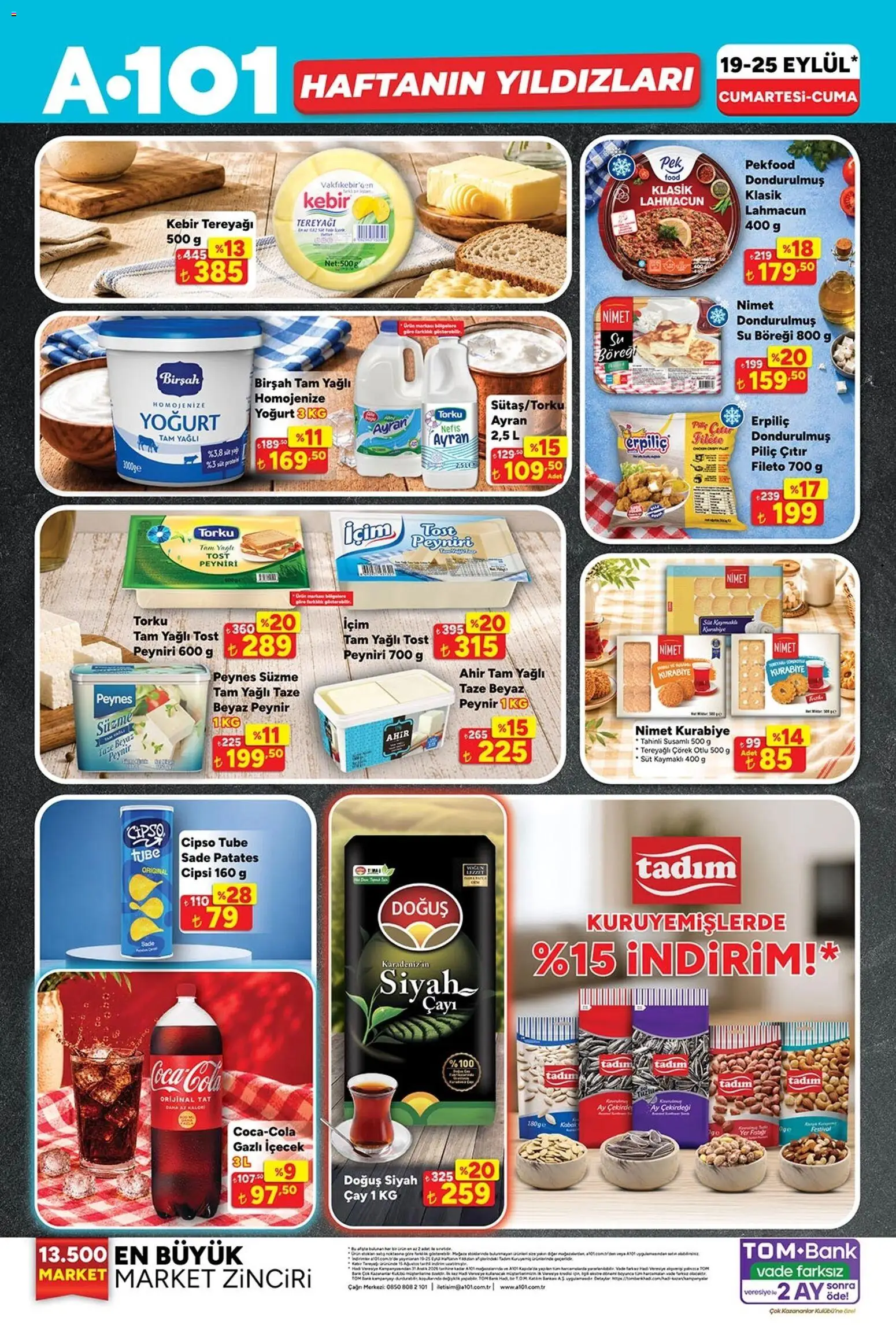 A101 A101 Katalog 19.09.2026 - Broşürünün önizlemesi - Su, Çay, Peynir, Süt, Tereyağı, Patates, Piliç, Gazlı içecek